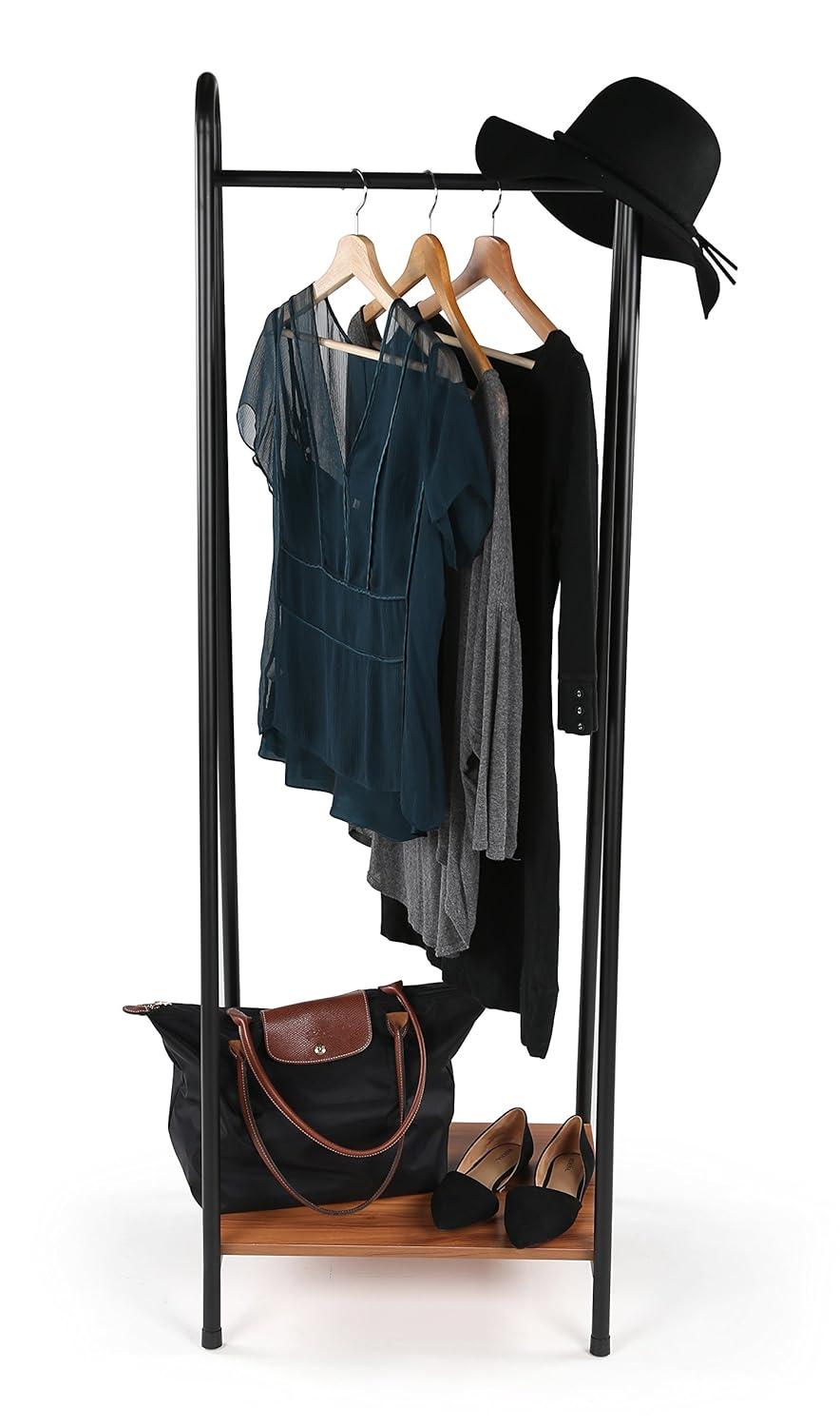 Humble Crew Freestanding Coat Rack: Mid-Century Modern Style, Metal Frame, Laminate Surface