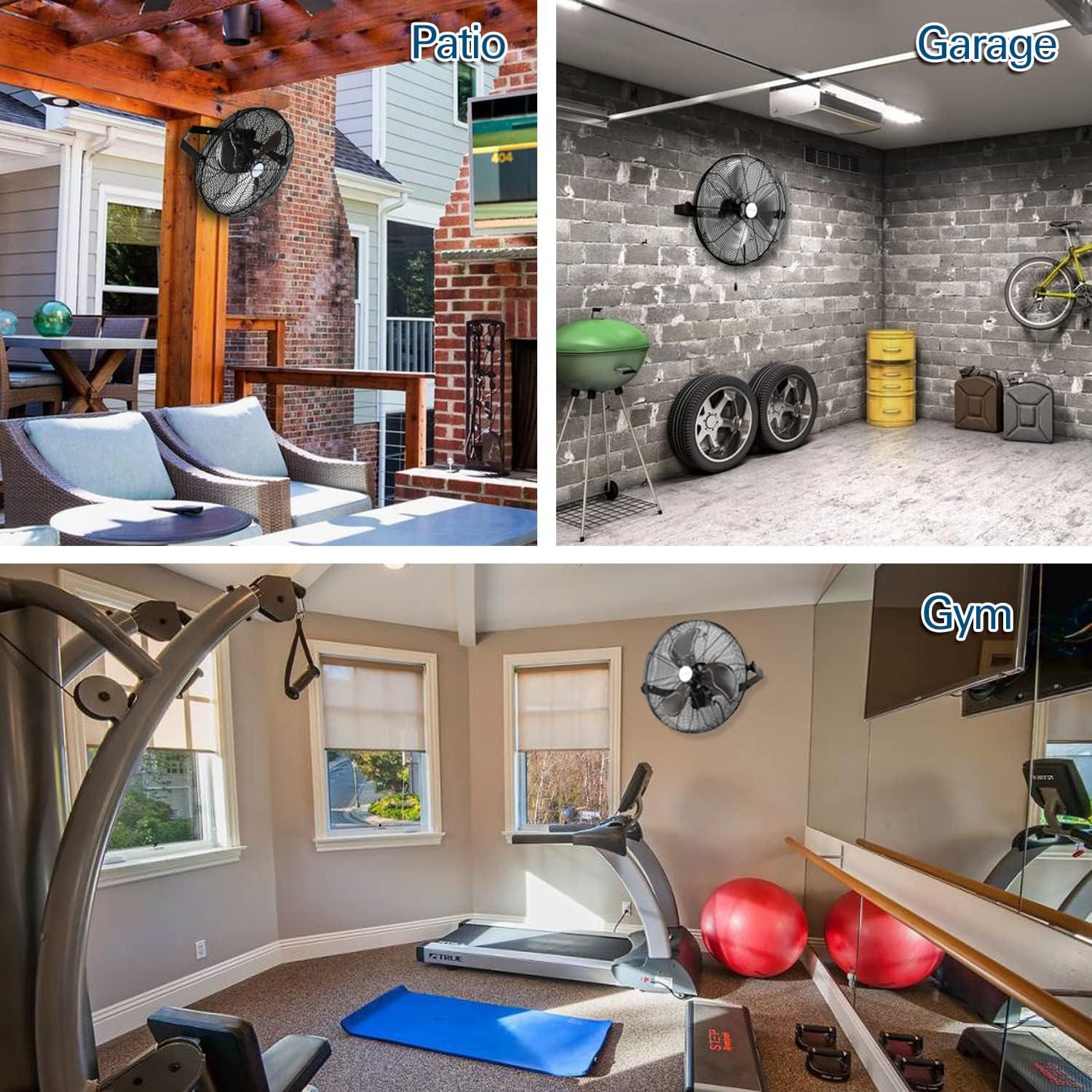 BILT HARD 18" Industrial Wall Mount Fan, 3-Speeds High Velocity Wall Fan with Sealed Motor, 4300 CFM Heavy Duty Metal Barn Fans