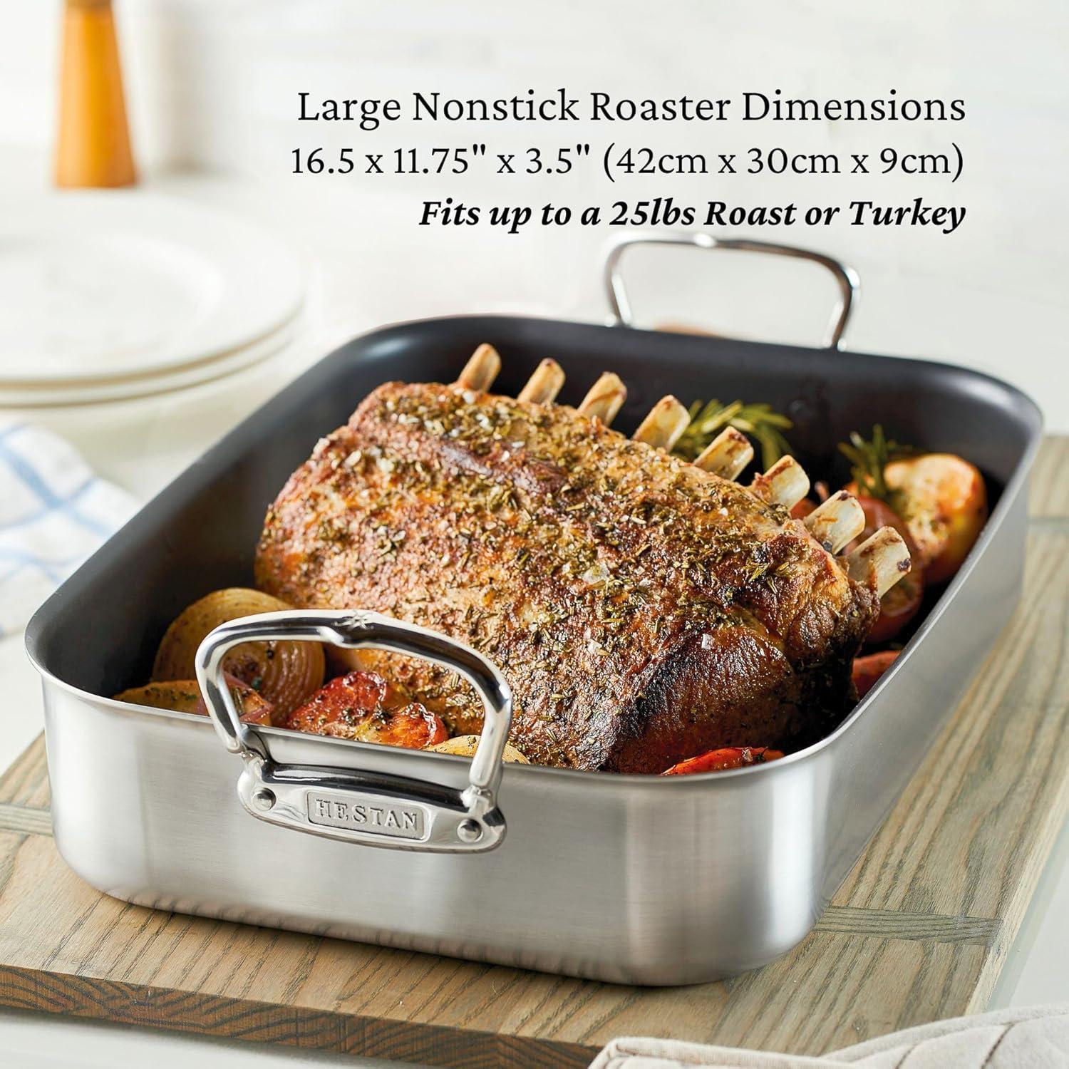 Provisions 17.25 x 12.4" x 3.54" Large Classic Nonstick Roaster with Rack (42cm x 30cm x 9cm)