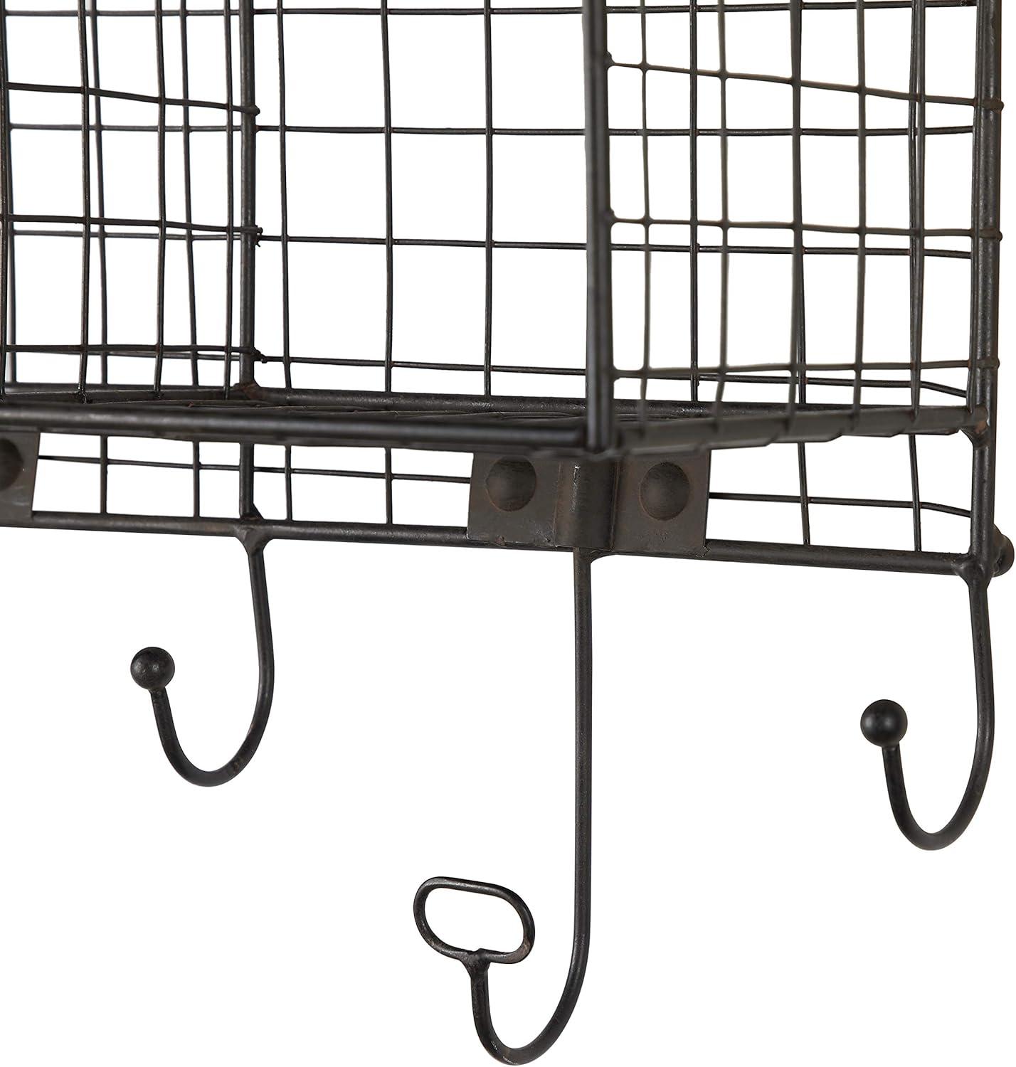 Linon Four Cubby Metal Wall Shelf in Black