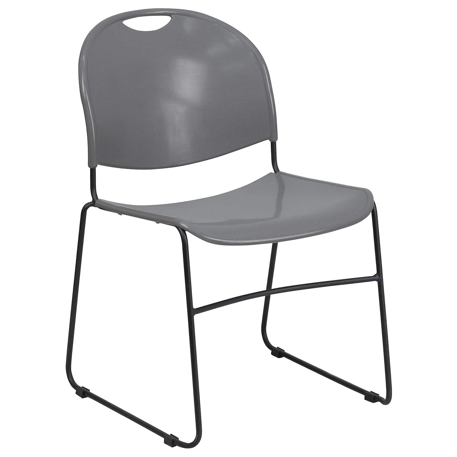 Flash Furniture Gaea 880 lb. Capacity Ultra-Compact Stack Chair with Metal Frame (Set of 5)