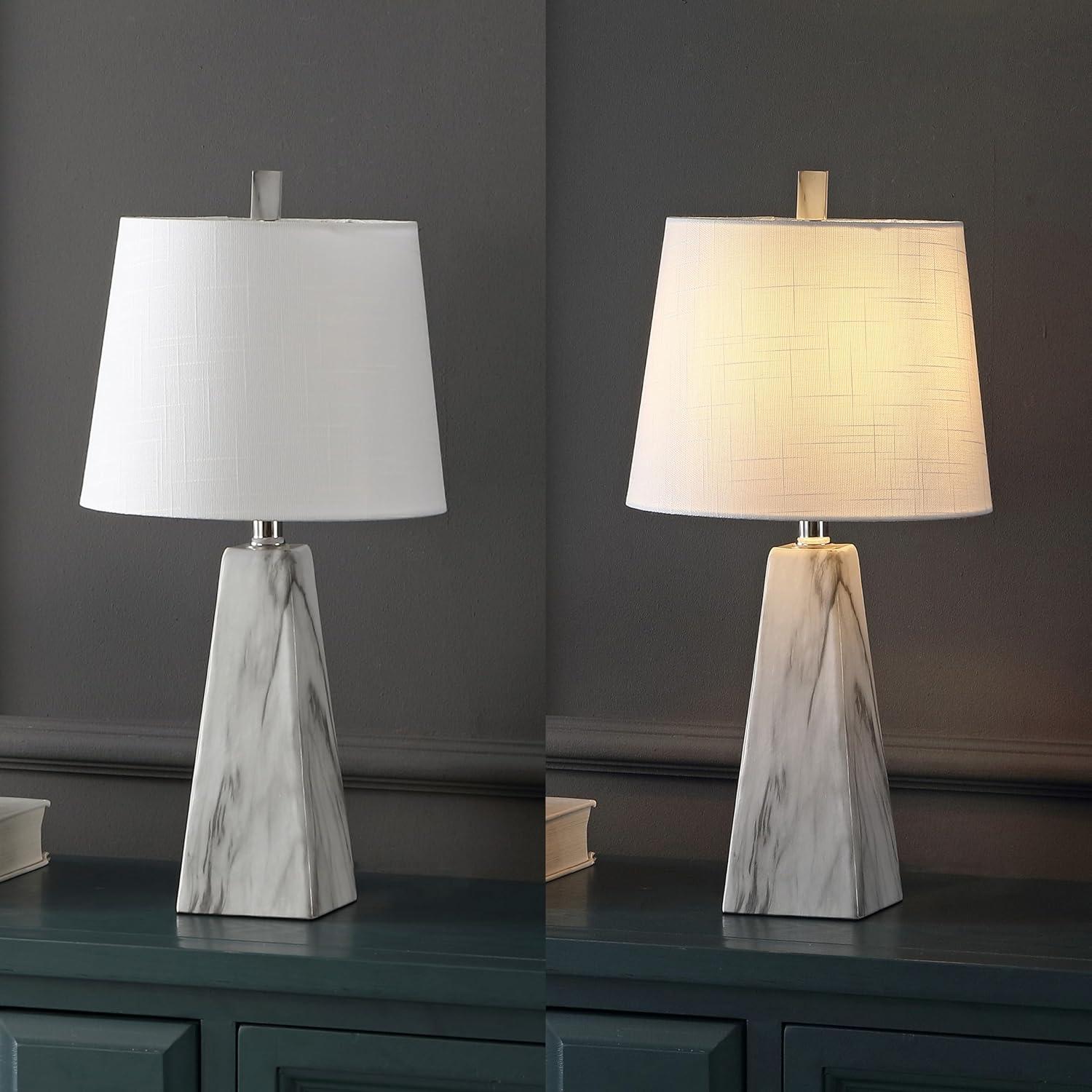 Owen 20.5" Resin LED Table Lamp, White Marble Finish by JONATHAN Y