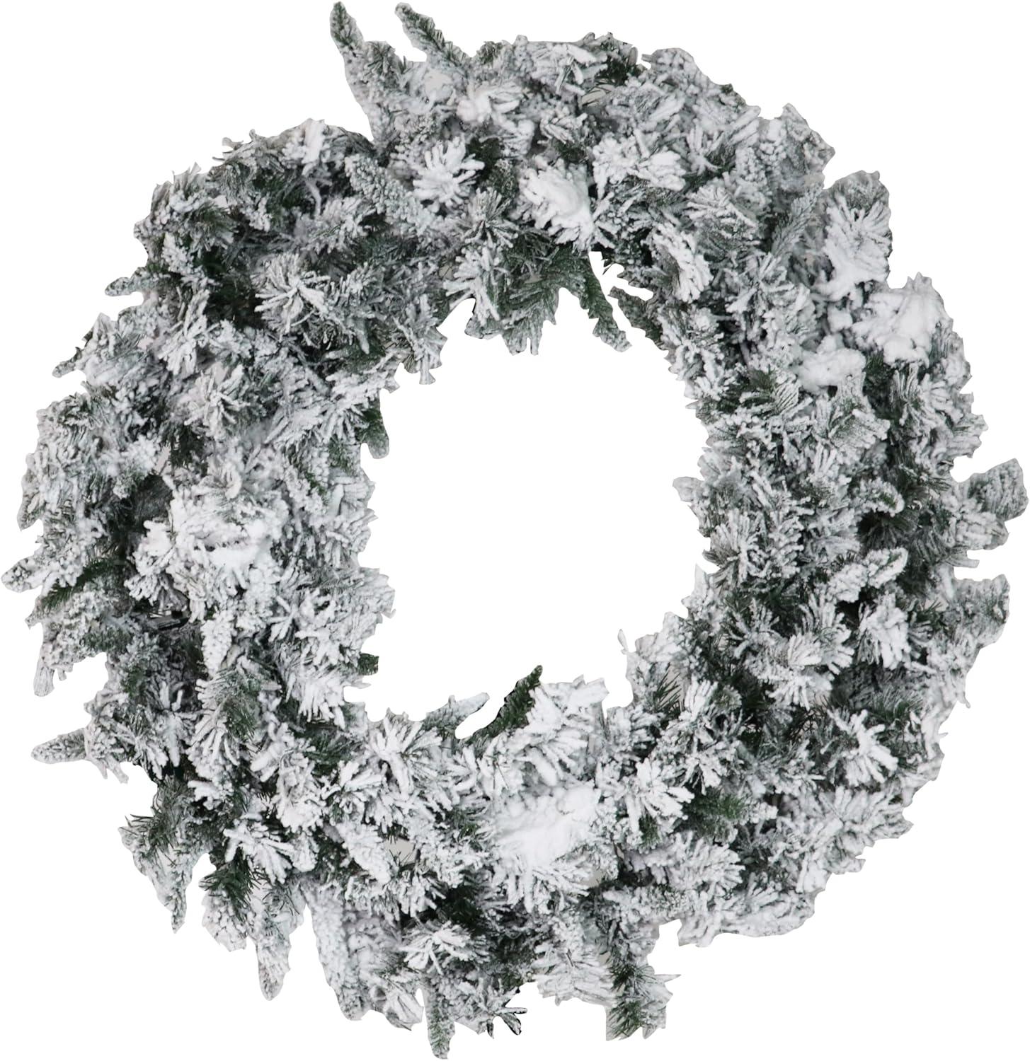 36-Inch Flocked Pine Artificial Christmas Wreath