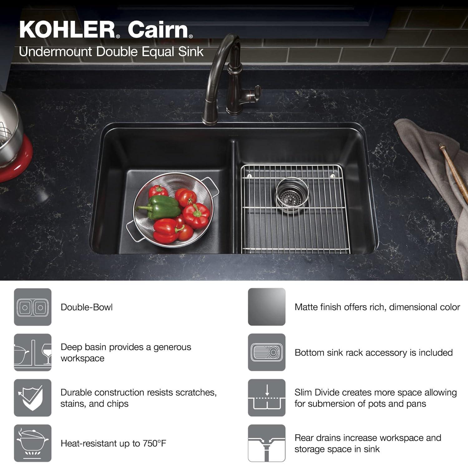 Cairn® 34" L x 18" W Under-Mount Double-Equal Kitchen Sink