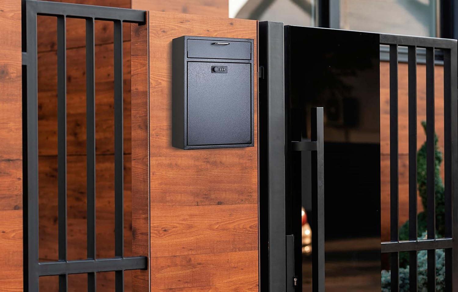 Extra Large Wall Mount Mailbox with Combination Lock - Anti-Theft Heavy Duty Locking Mailbox Wall Mount for Business - Suitable for Mails, Keys, Rent, and Checks (11'' x 4.75'' x 15.75'')