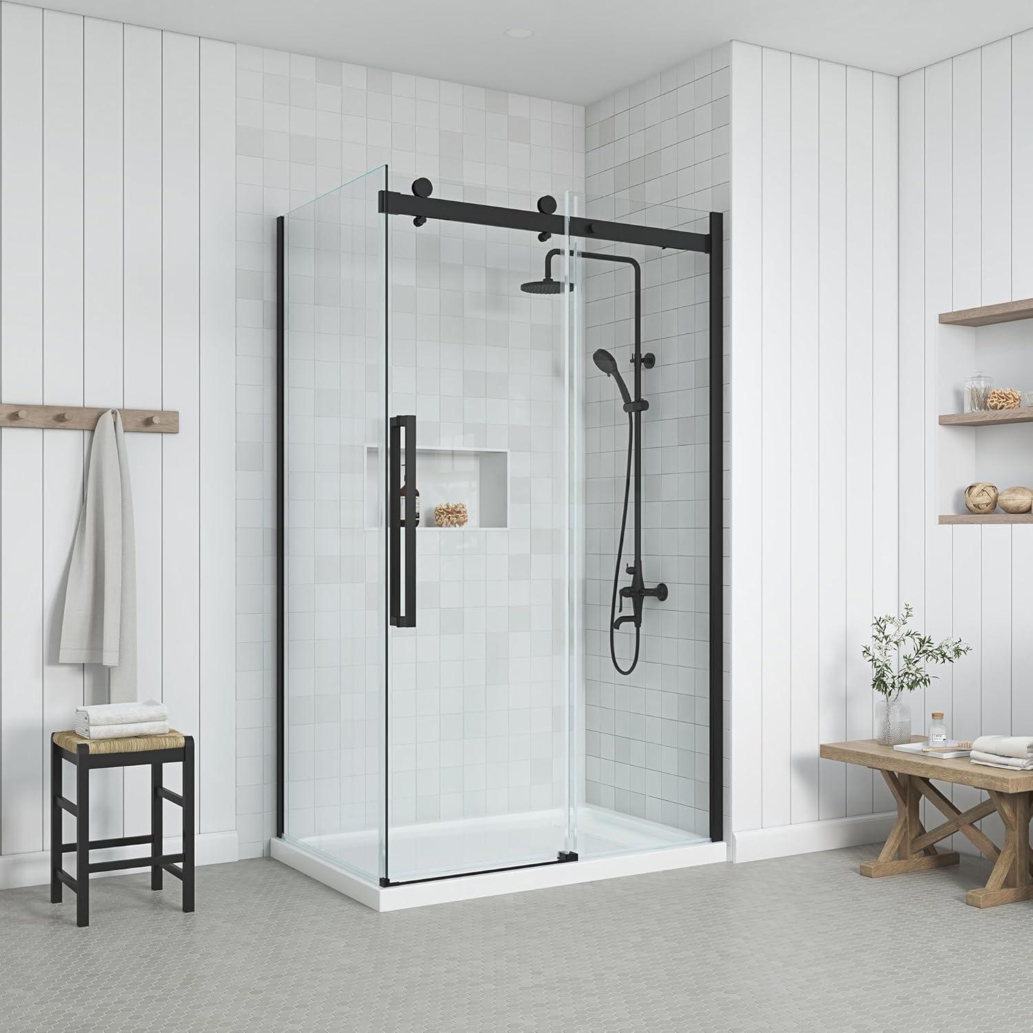 OVE Decors Bel Soft Close Stainless Steel 3-Piece 32-in x 48-in x 81-in Base/Door Corner Shower Kit