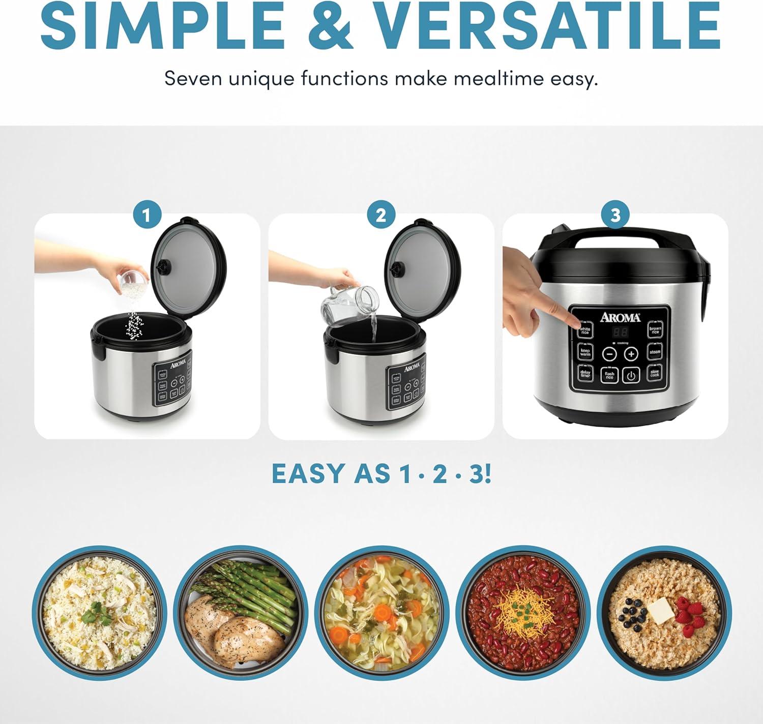 Aroma Aroma 5 Qt. Cool Touch Digital Slow Cooker, Food Steamer and Rice Cooker