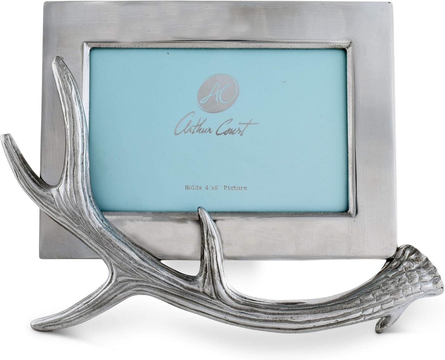 Arthur Court Designs Antler Silver Metal Embossed Picture Frame