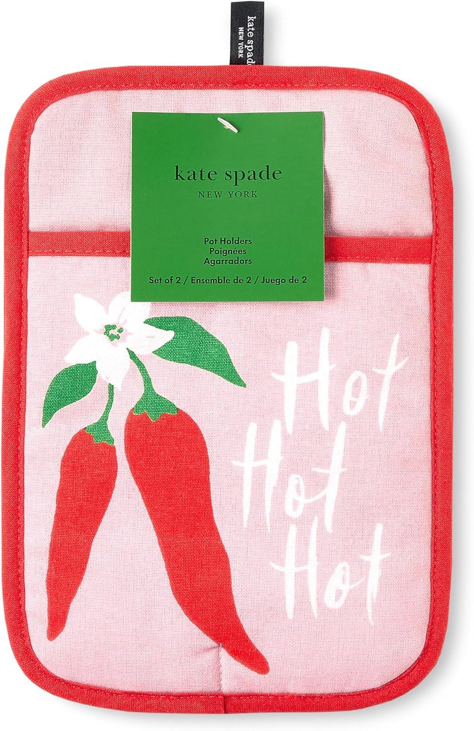 kate spade new york KATE SPADE NEW YORK Hot Hot Hot Peppers Pot Holder Set, 7"x10", Red (Set of 2)