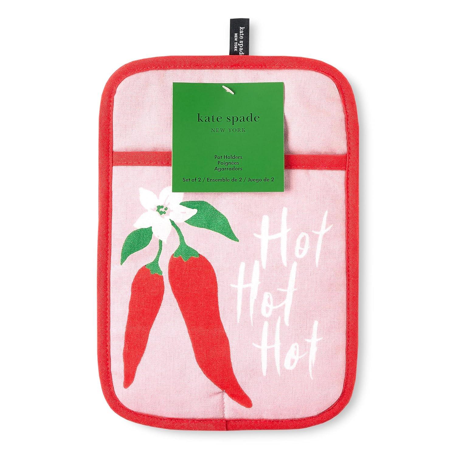 kate spade new york KATE SPADE NEW YORK Hot Hot Hot Peppers Pot Holder Set, 7"x10", Red (Set of 2)