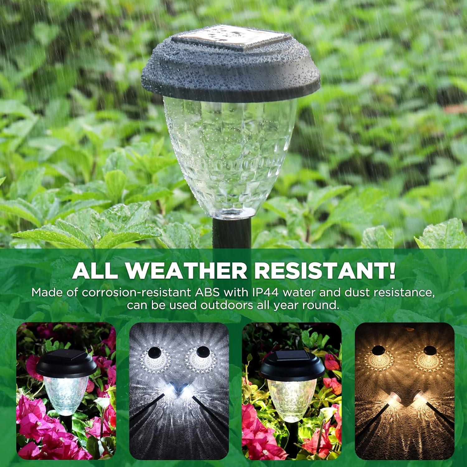 Super Bright Solar Lights Outdoor Waterproof 10 Pack, Dusk to Dawn Up to 12 Hrs Solar Powered Outdoor Pathway Garden Lights Auto On/Off, LED Landscape Lighting Decorative for Walkway Patio Yard