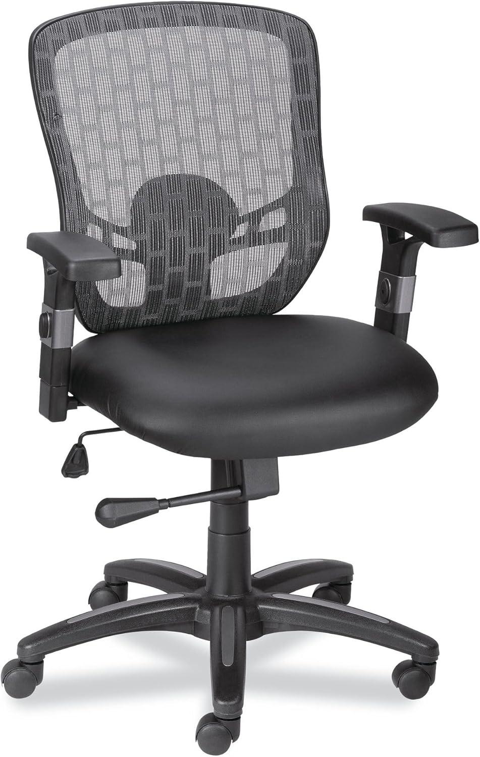 LuxComfort Black Mesh & Faux Leather Adjustable Task Chair