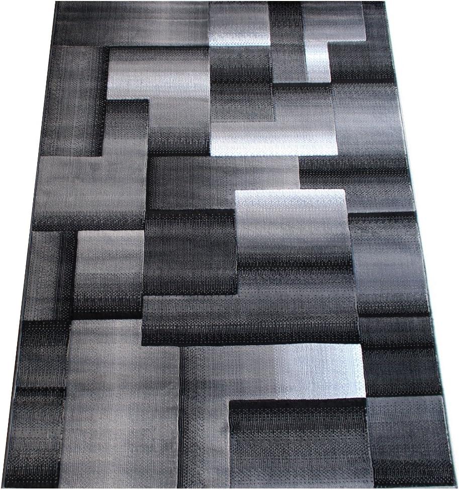 Masada Rugs Trendz Collection 5'x7' Modern Contemporary Area Rug in Black, White and Gray-Design Trz861