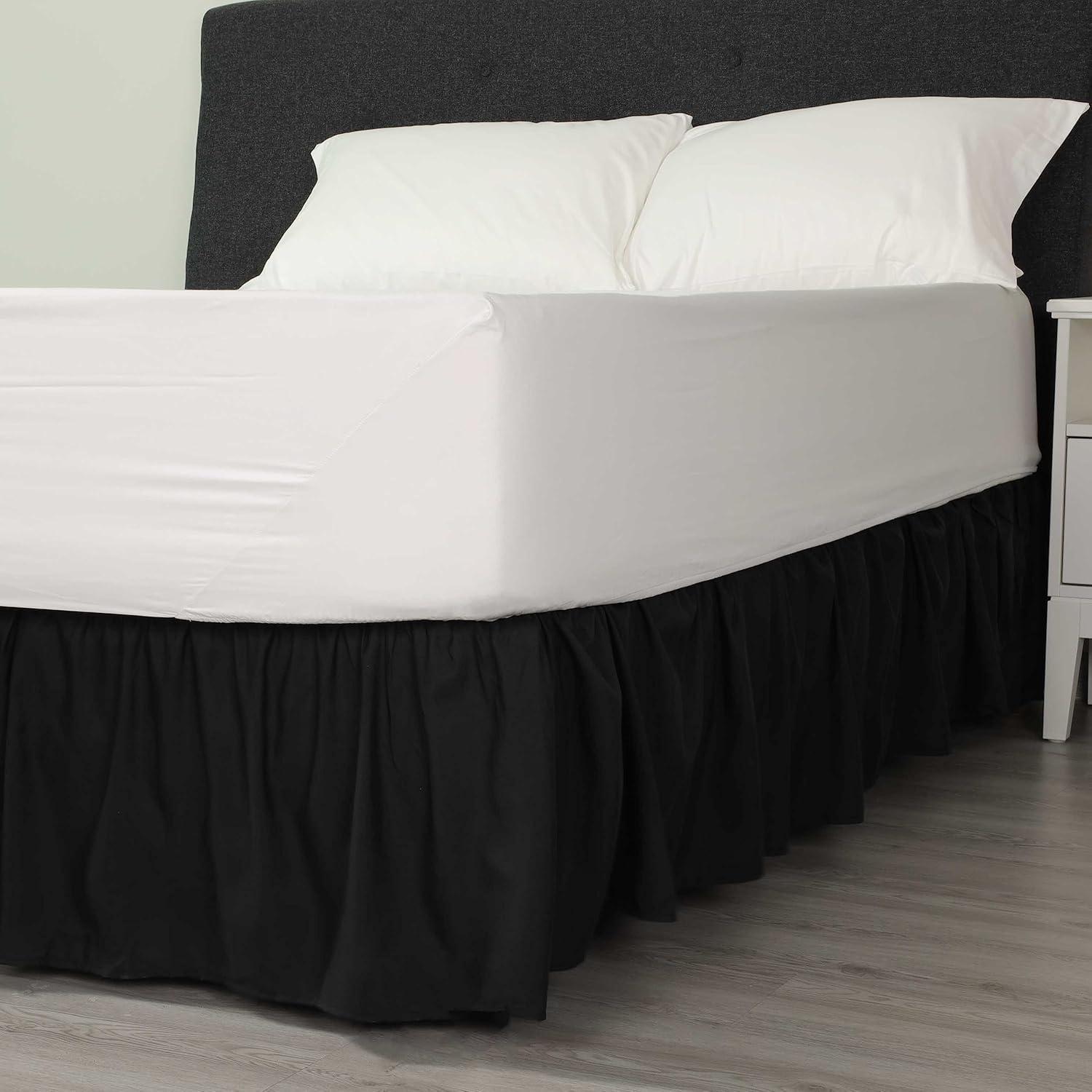 Martex Ruffled Bed Skirt Easy Fit Lightweight 100% Microfiber Dust Ruffle Hotel Quality With 16 inch Tailored Drop