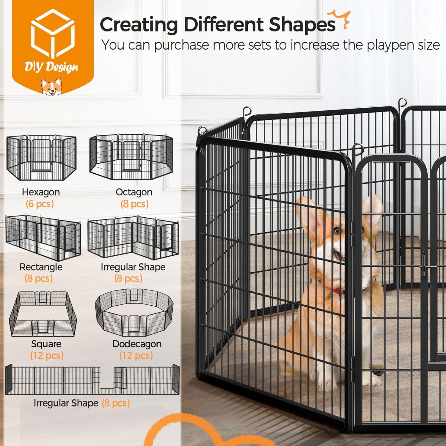 Yaheetech Dog Playpen Outdoor, 24 inch 32 Panels Dog Pen Indoor Heavy Duty Puppy Exercise Pen Metal Pet Fence for RV Camping/Yard/Garden