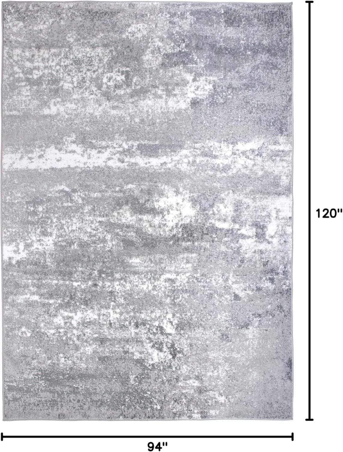 World Rug Gallery Distressed Abstract Watercolor Gray 7'10" x 10' Area Rug
