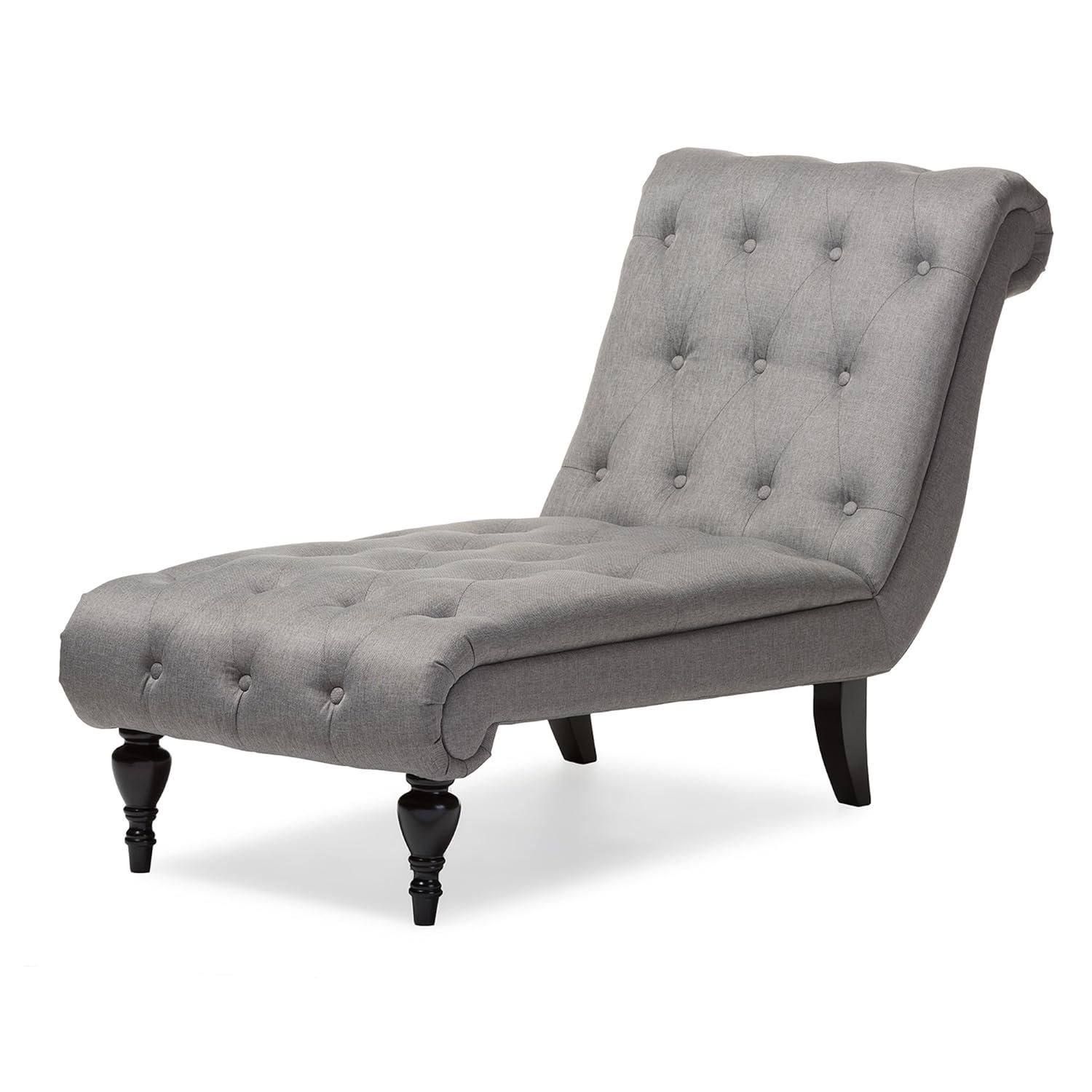 Baxton Studio Layla Mid-century Retro Modern Grey Fabric Upholstered Button-tufted Chaise Lounge