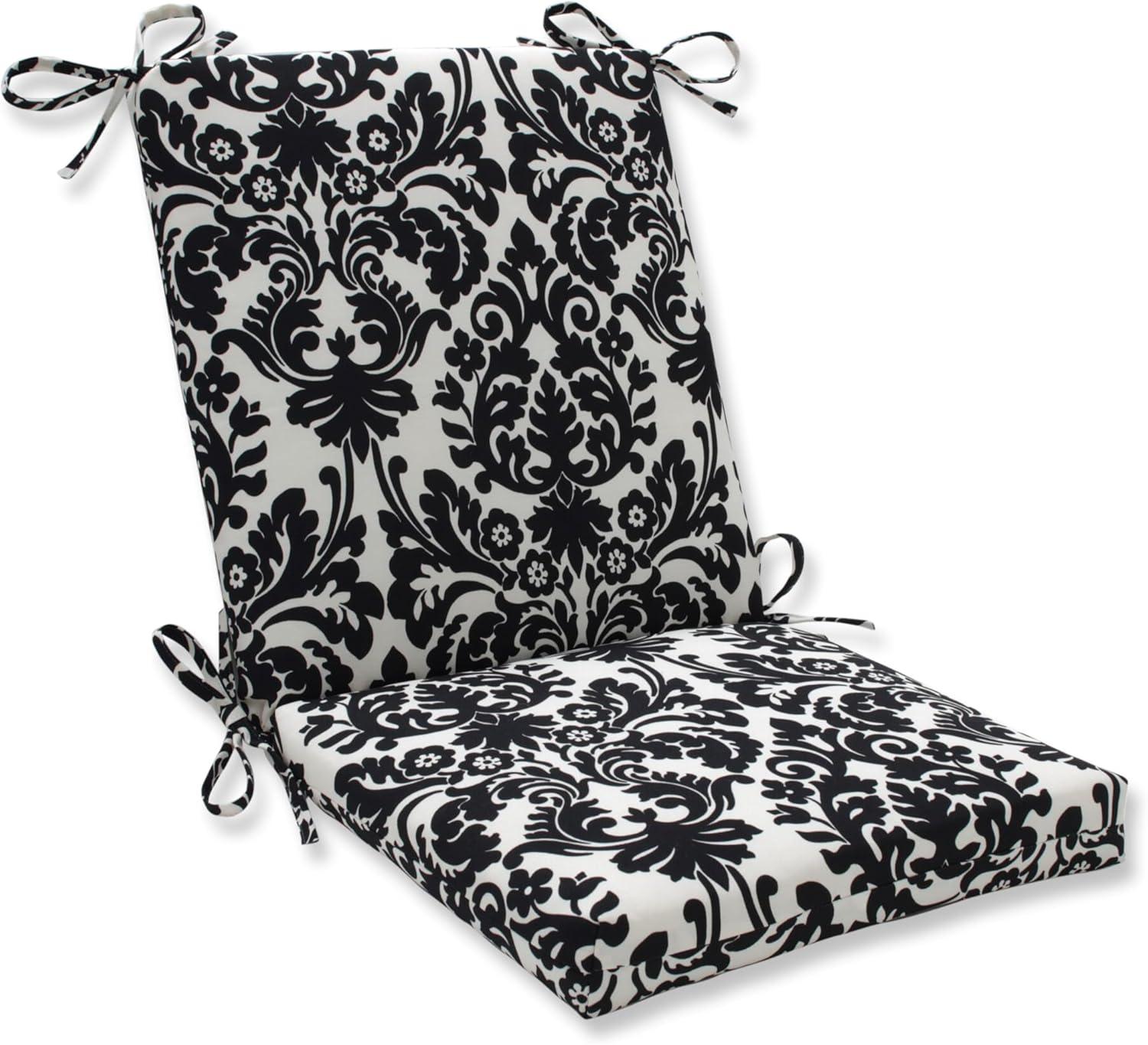 Outdoor Seat Pad/Dining/Bistro Cushion - Black/White Floral - Pillow Perfect