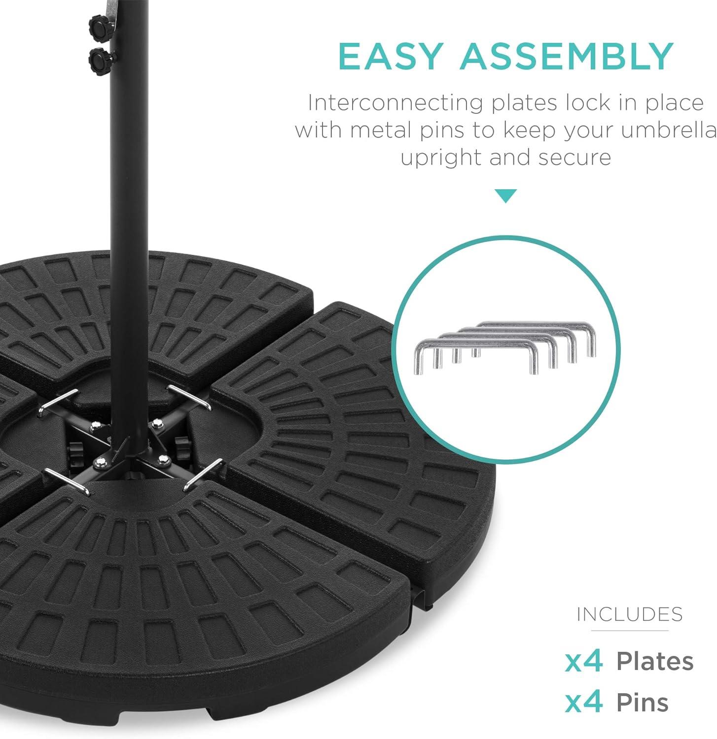 Black 4-Piece High-Density Plastic Cantilever Umbrella Base