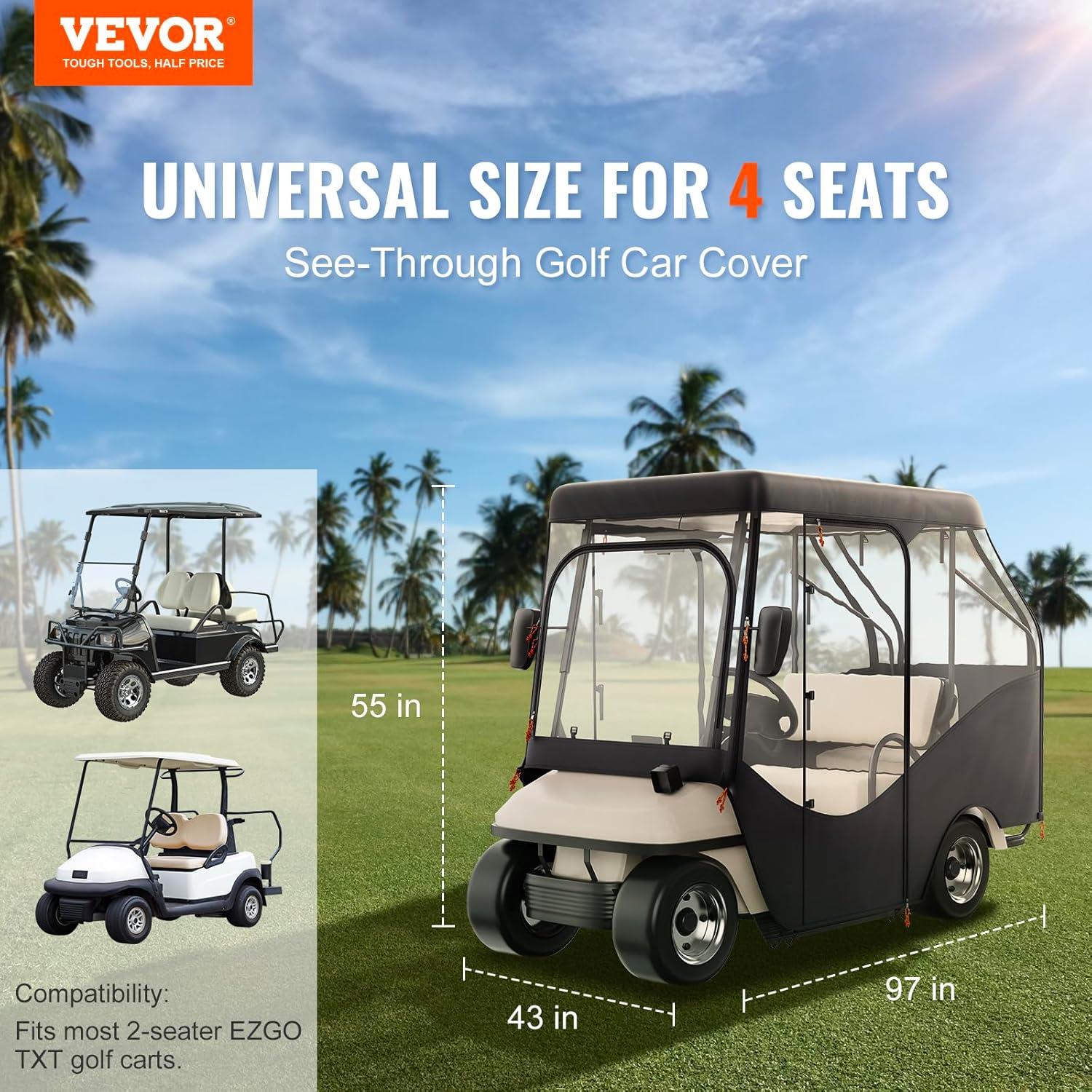 Hook & Loop Fastener Mildew Resistant Golf Cart Cover By VEVOR