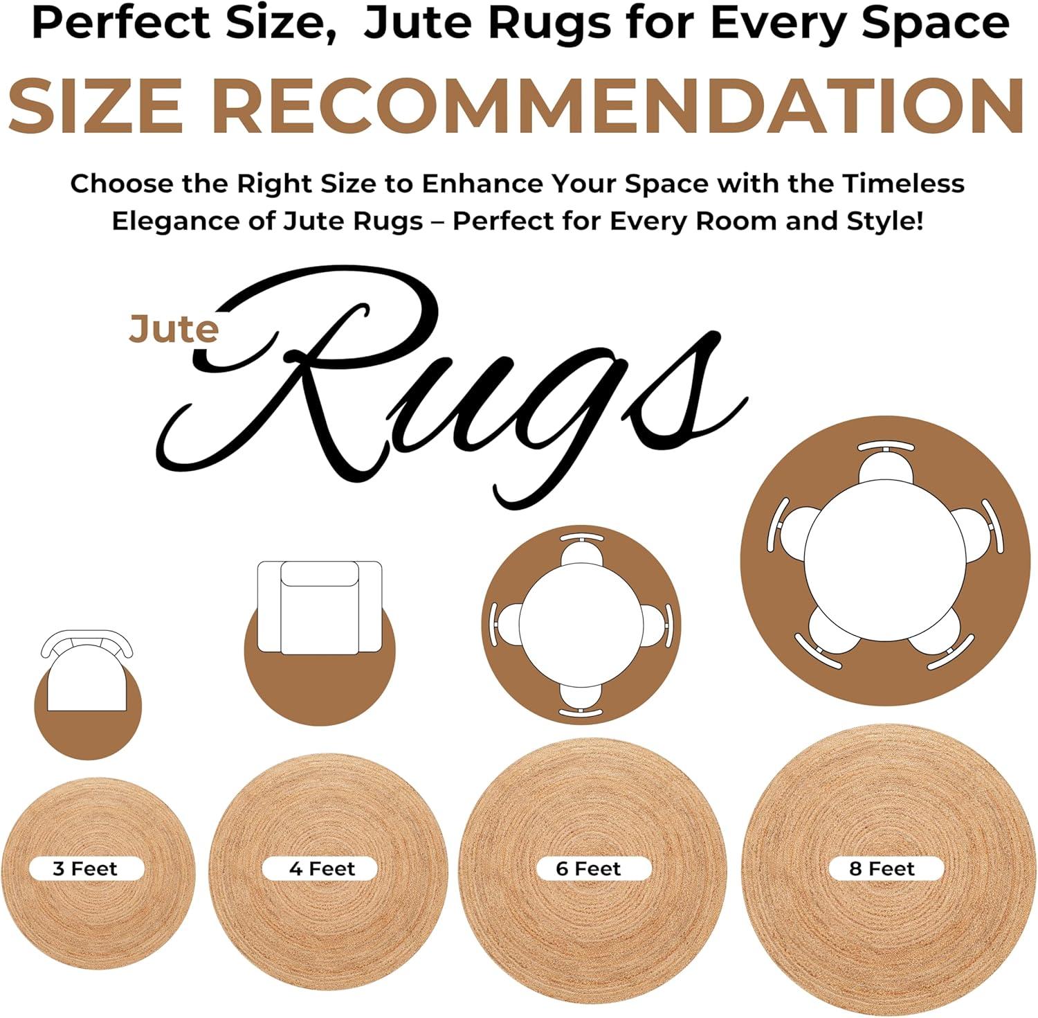 Nuloom 4 Round Rigo Jute Hand Woven Indoor Area Rug, Natural, Solid Farmhouse Design, Natural Fiber Bedroom, Living Room, Kitchen,