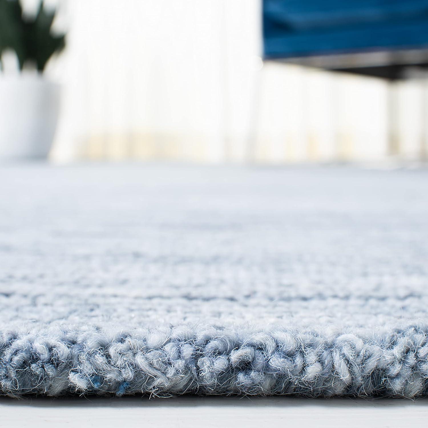 Blue Hand-Tufted Wool Runner Rug, 2'3" x 8'