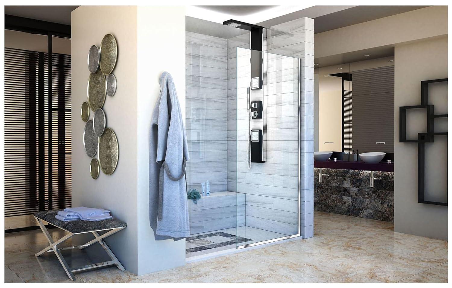 Linea 34" W x 72" H Frameless Fixed Glass Panel