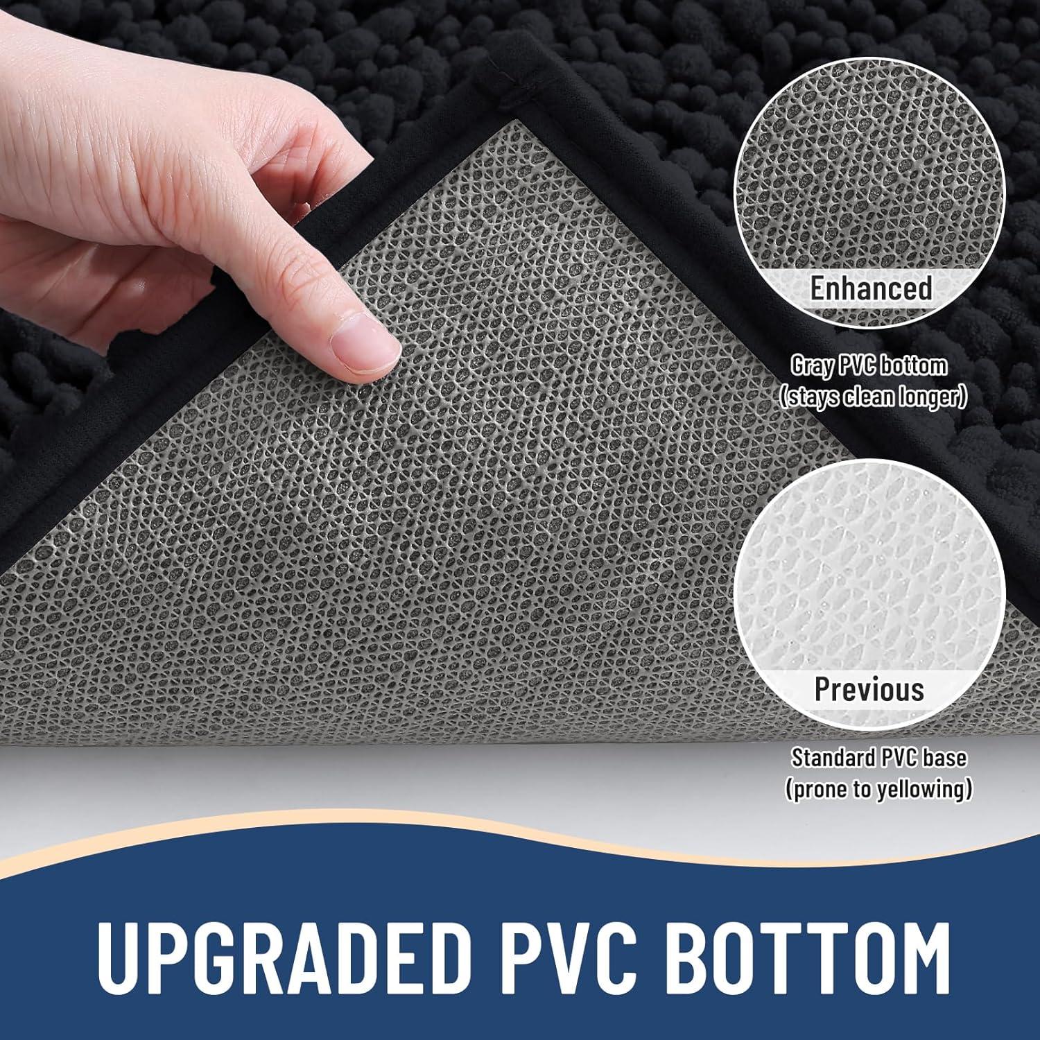 Luxury Chenille Bathroom Rug Mat, Extra Soft Thick Absorbent Shaggy Bath Rugs, Non-Slip Machine Wash Dry Plush Bath Mats for Bathroom, Shower, and Tub (24"x16", Light Grey)