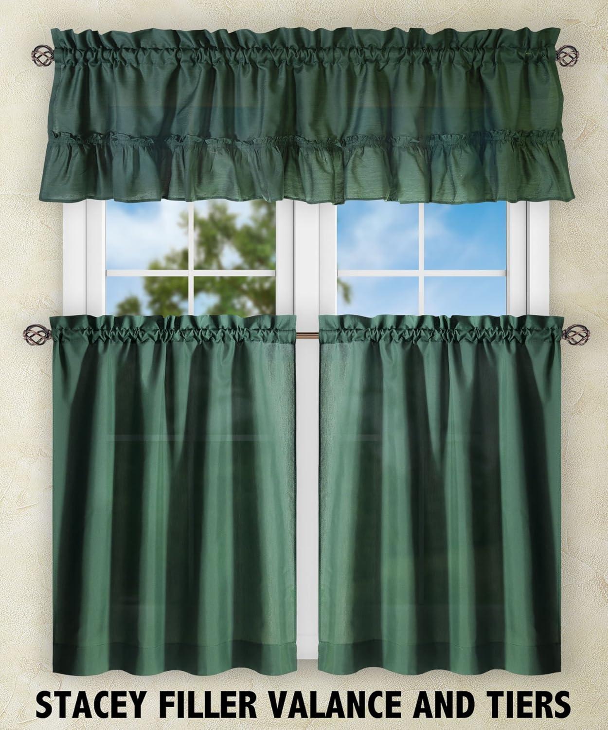 Ellis Stacey 1.5" Rod Pocket High Quality Fabric Solid Color Window Ruffled Swag 60"x38" Sage