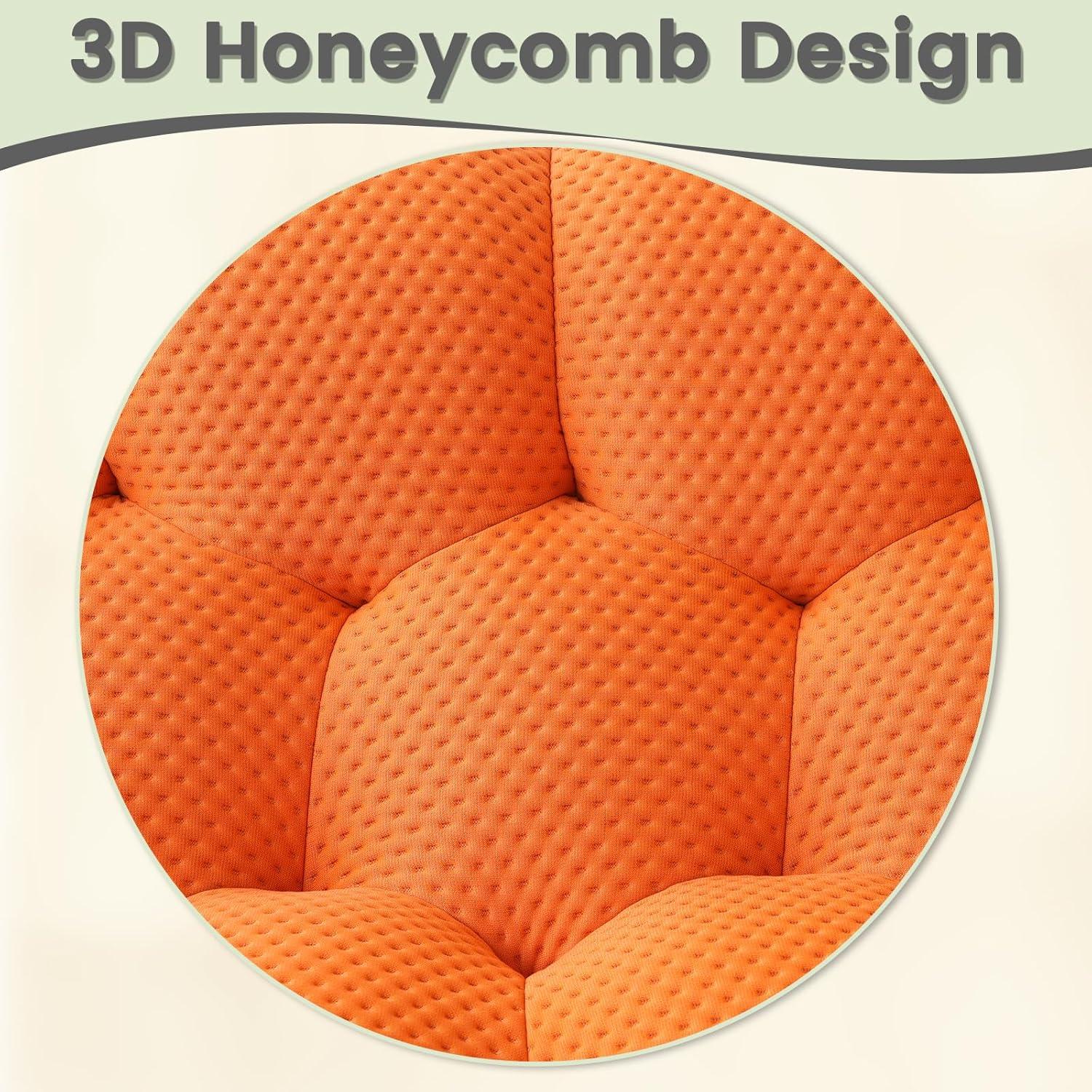 Bubble Couch, 98.43'' Modern 3-Seater Lazy Floor Couch, Memory Foam Bubble Round Sofa 3D Honeycomb Shape Curved Sofas for Living Room, Office, Apartment (Orange)