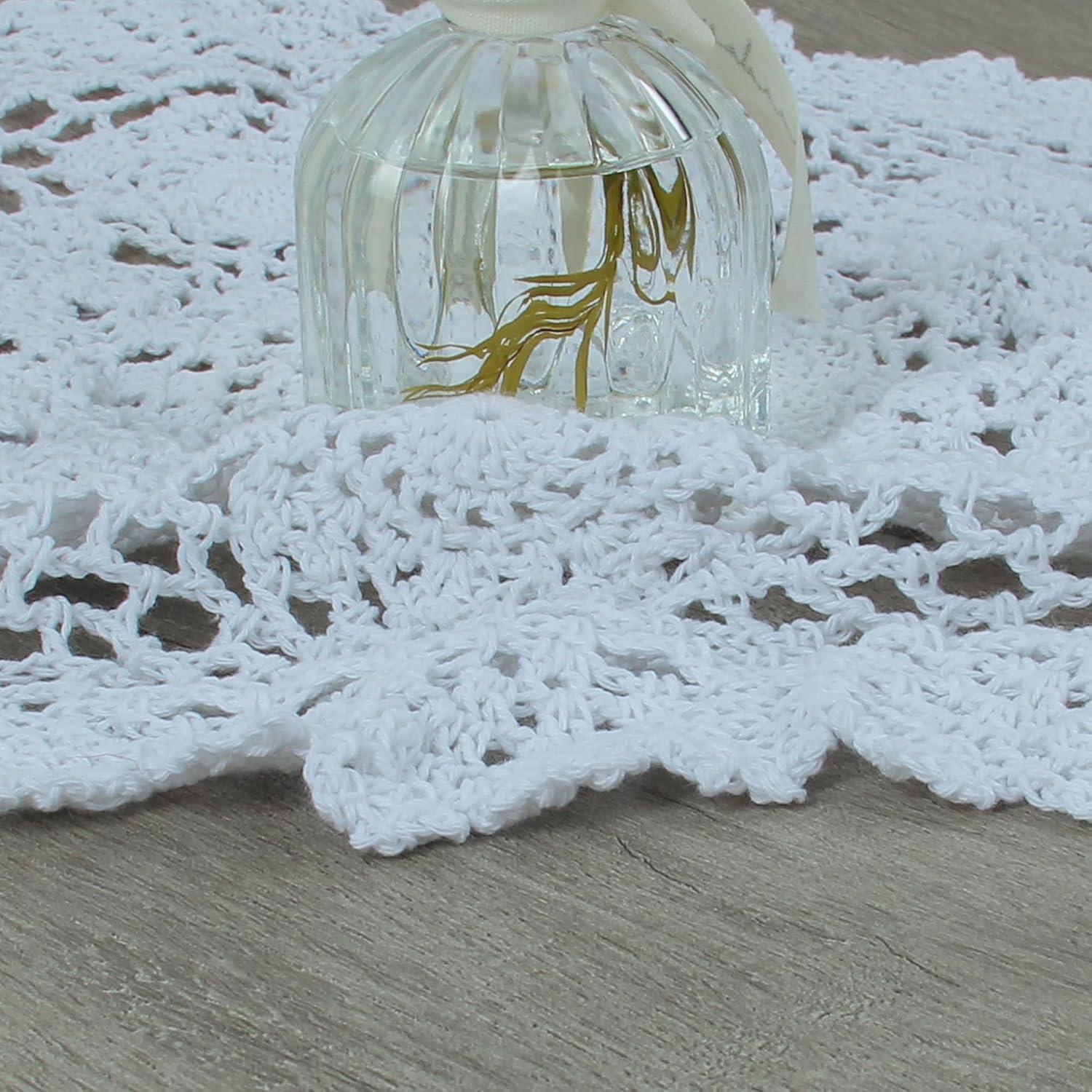 kilofly Handmade Crochet Round Cotton Lace Table Placemats Doilies Value Pack [Set of 4], Lotus, White