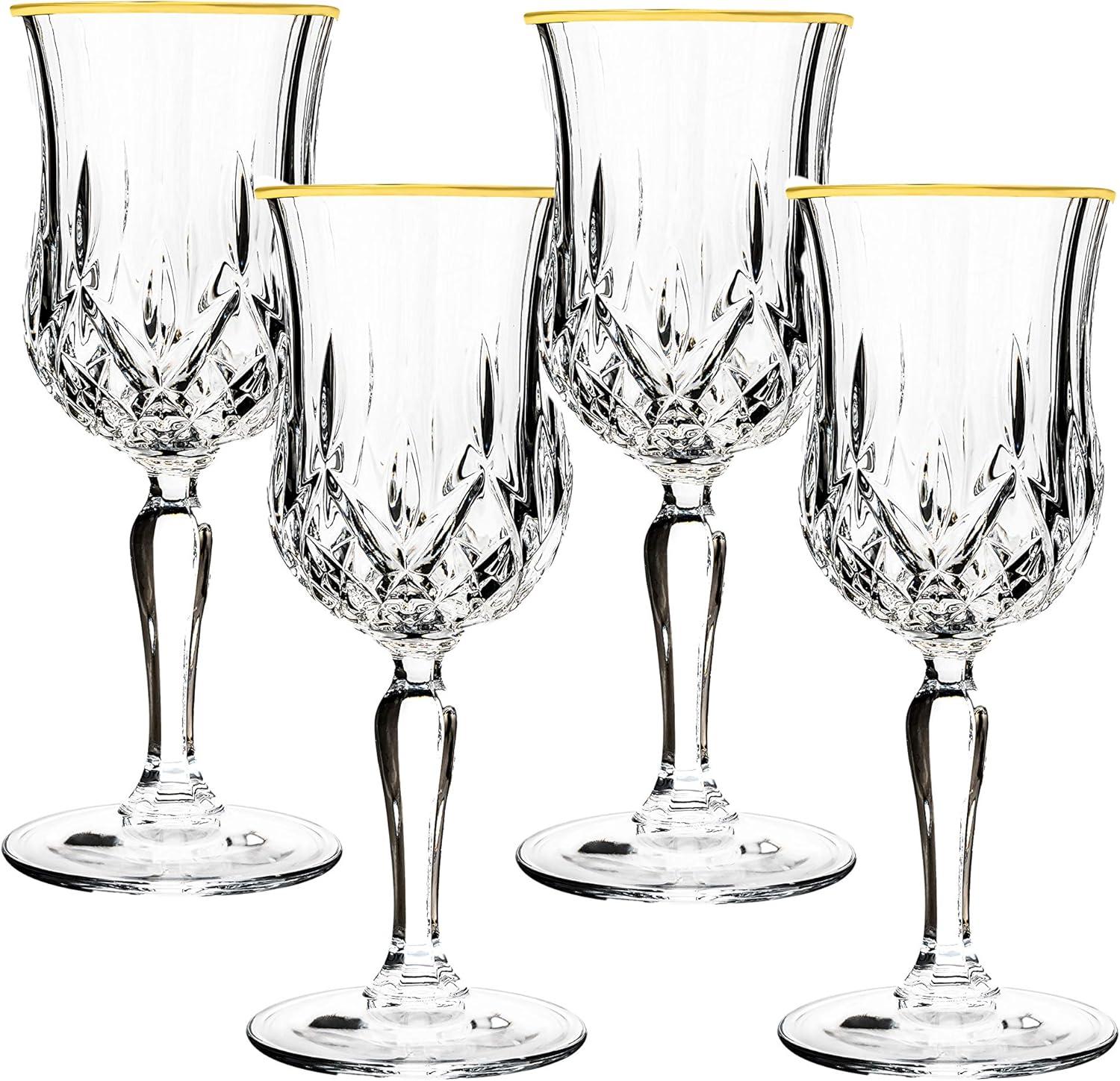Lorren Home Trends Opera 8oz. Crystal Wine Glass Set (Set of 4)