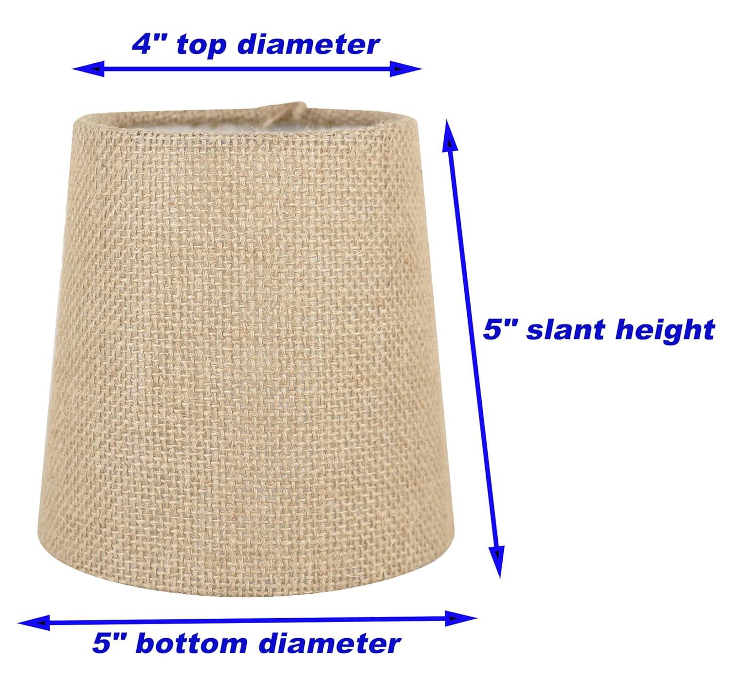 Meriville Set of 2 Natural Burlap Clip On Chandelier Lamp Shades, 4-inch by 5-inch by 5-inch