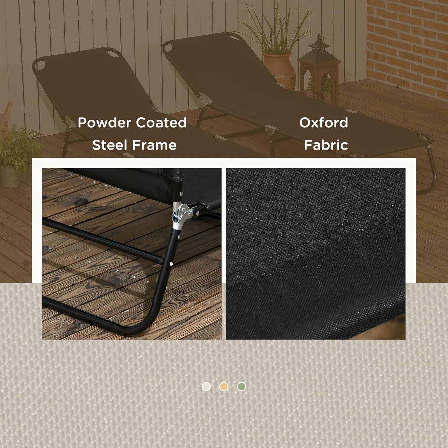 Outsunny Patio Chaise Lounge Chair, Layout Sun Tanning, Folding Sunbathing Beach Chair for Adults, Reclining Lay Down Lounger for Pool, Black