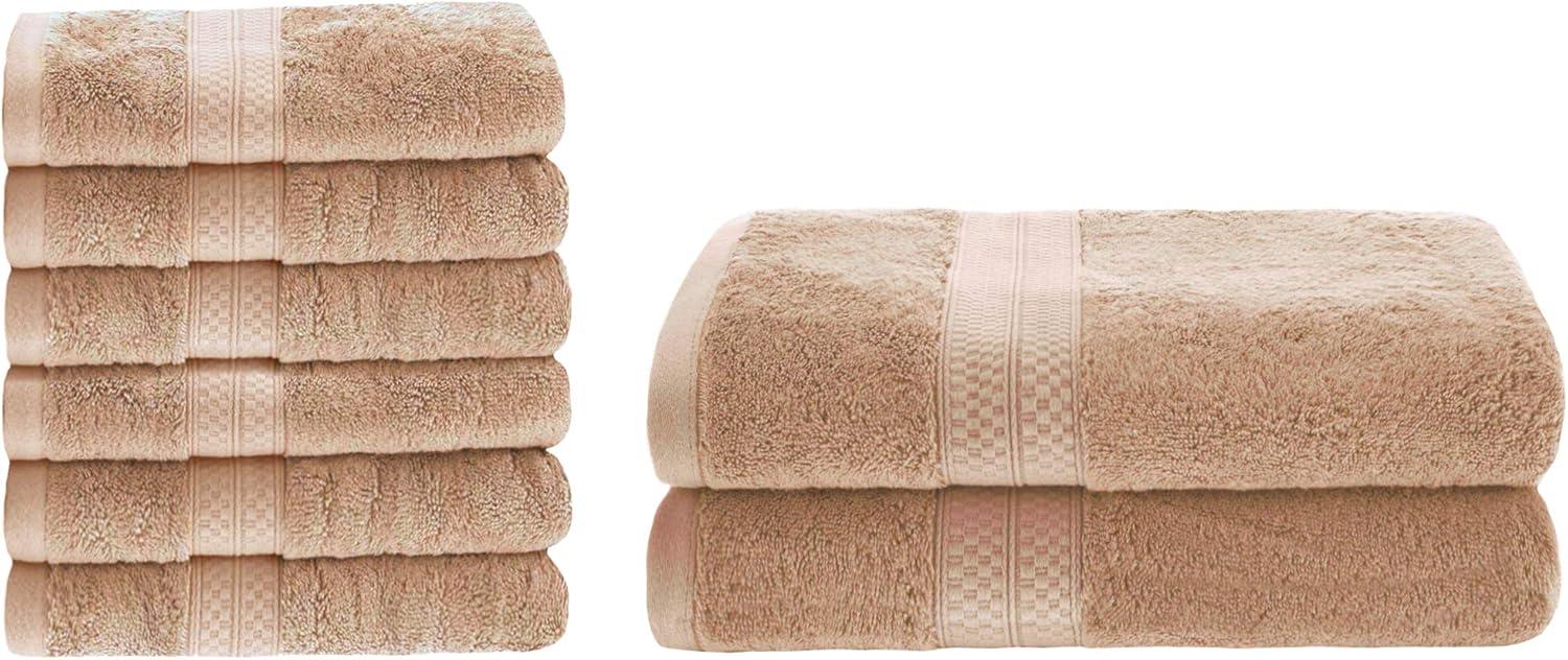 Sand Bamboo Cotton Blend 8-Piece Bath and Hand Towel Set