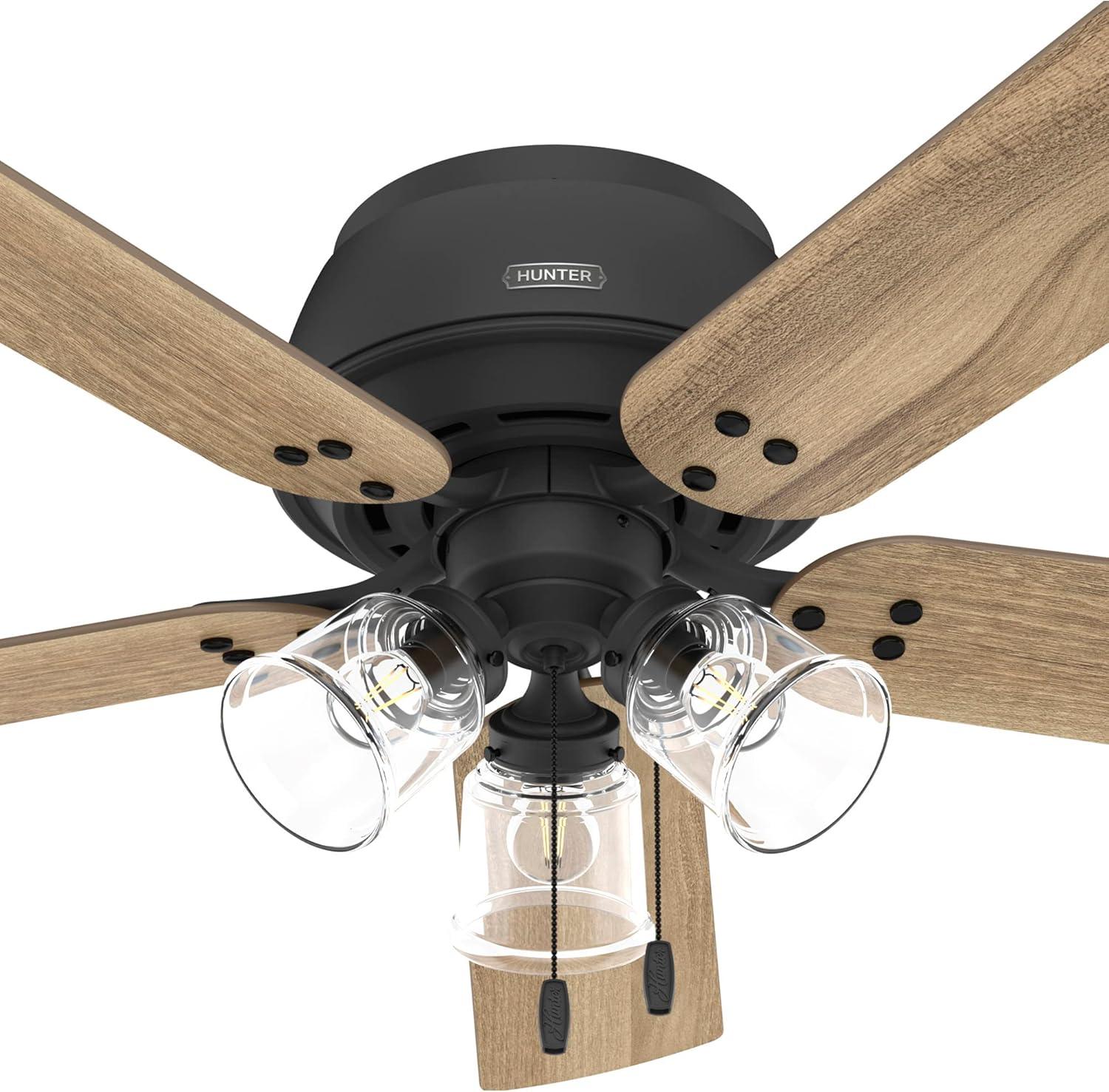 52" Shady Grove Low Profile Ceiling Fan with Light Kit and Pull Chain (Includes LED Light Bulb) - Hunter Fan