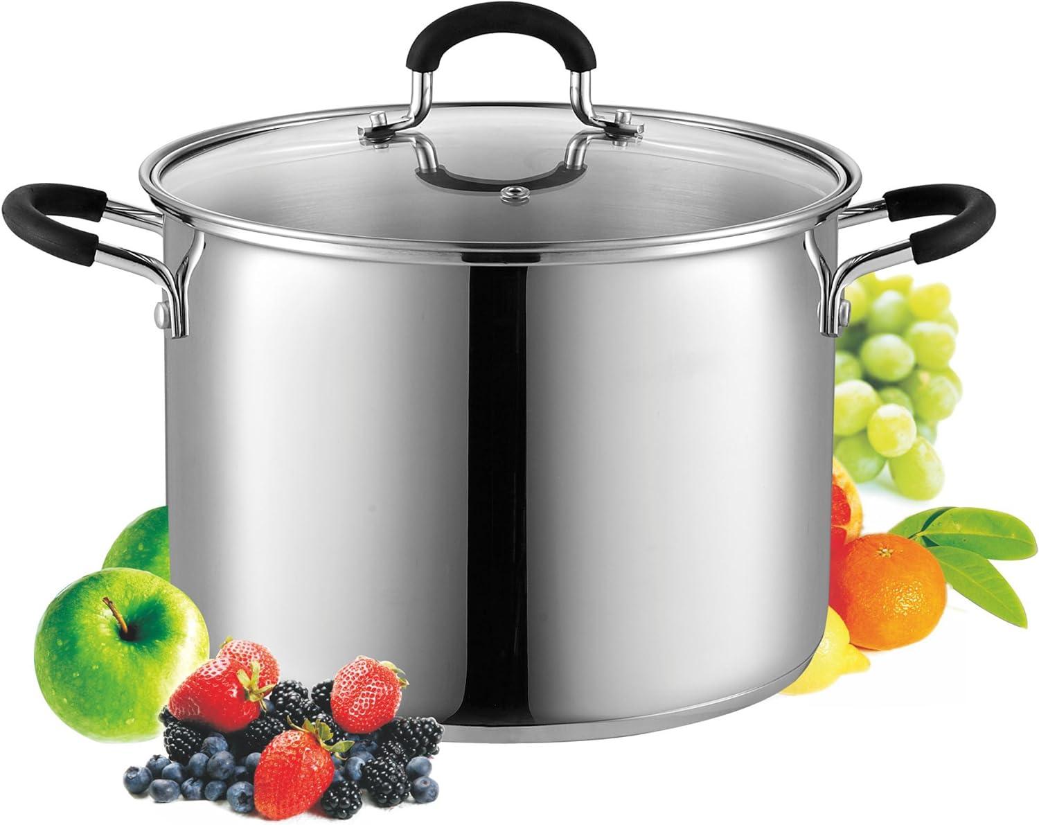 Professional 8-Quart Stainless Steel Induction Stockpot with Lid