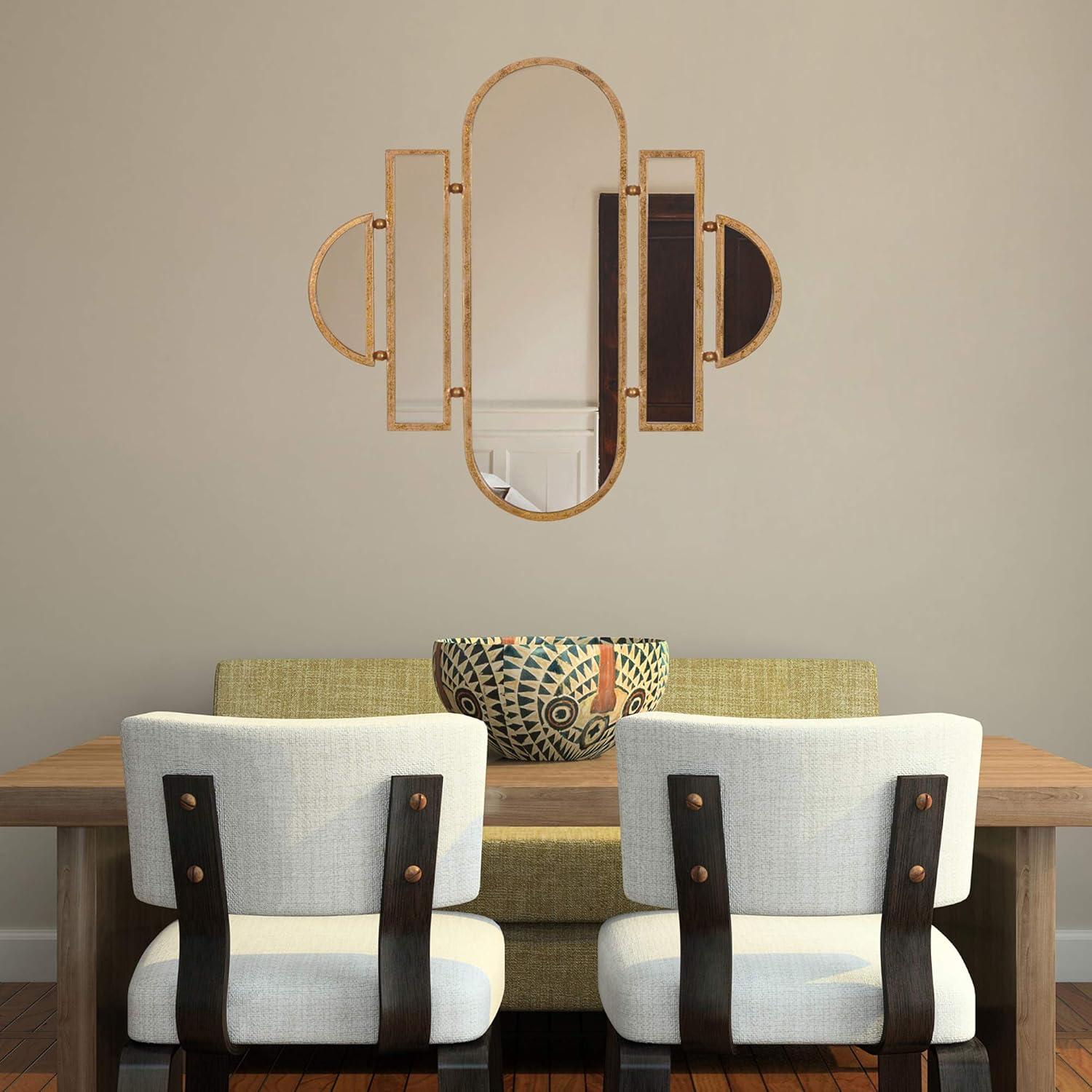 Patton Wall Decor 30x31 Antique Gold Geometric Oval Vanity Wall Mirror