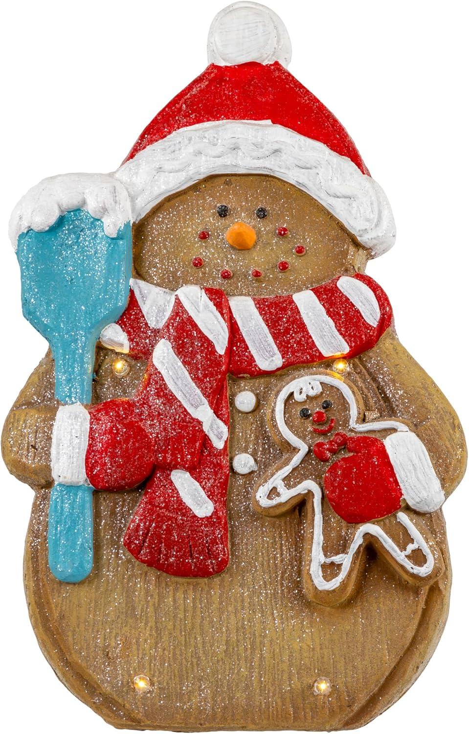 Northlight LED Lighted Gingerbread Snowman with Cookie Christmas Figure - 15.75"