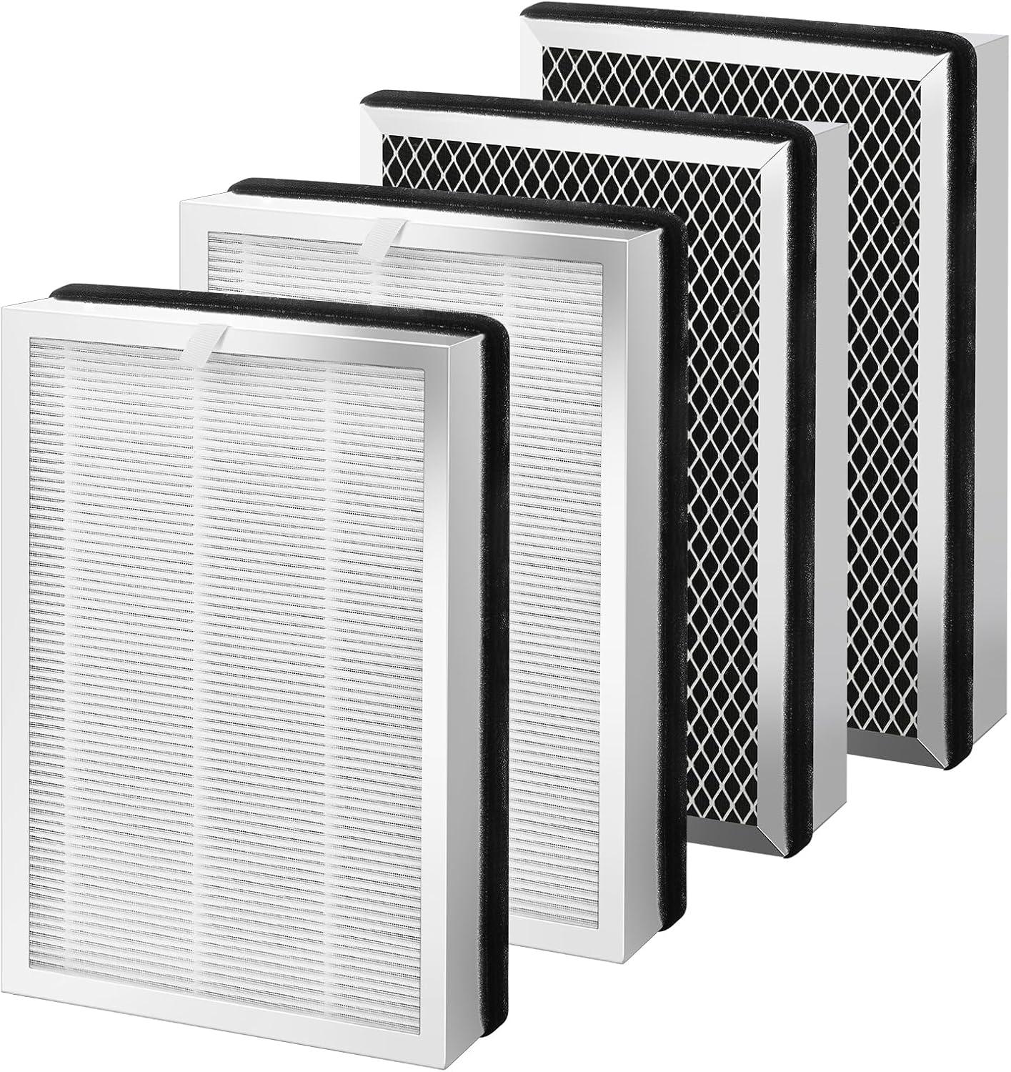 High-Efficiency H13 HEPA and Activated Carbon Air Purifier Filters, Pack of 4