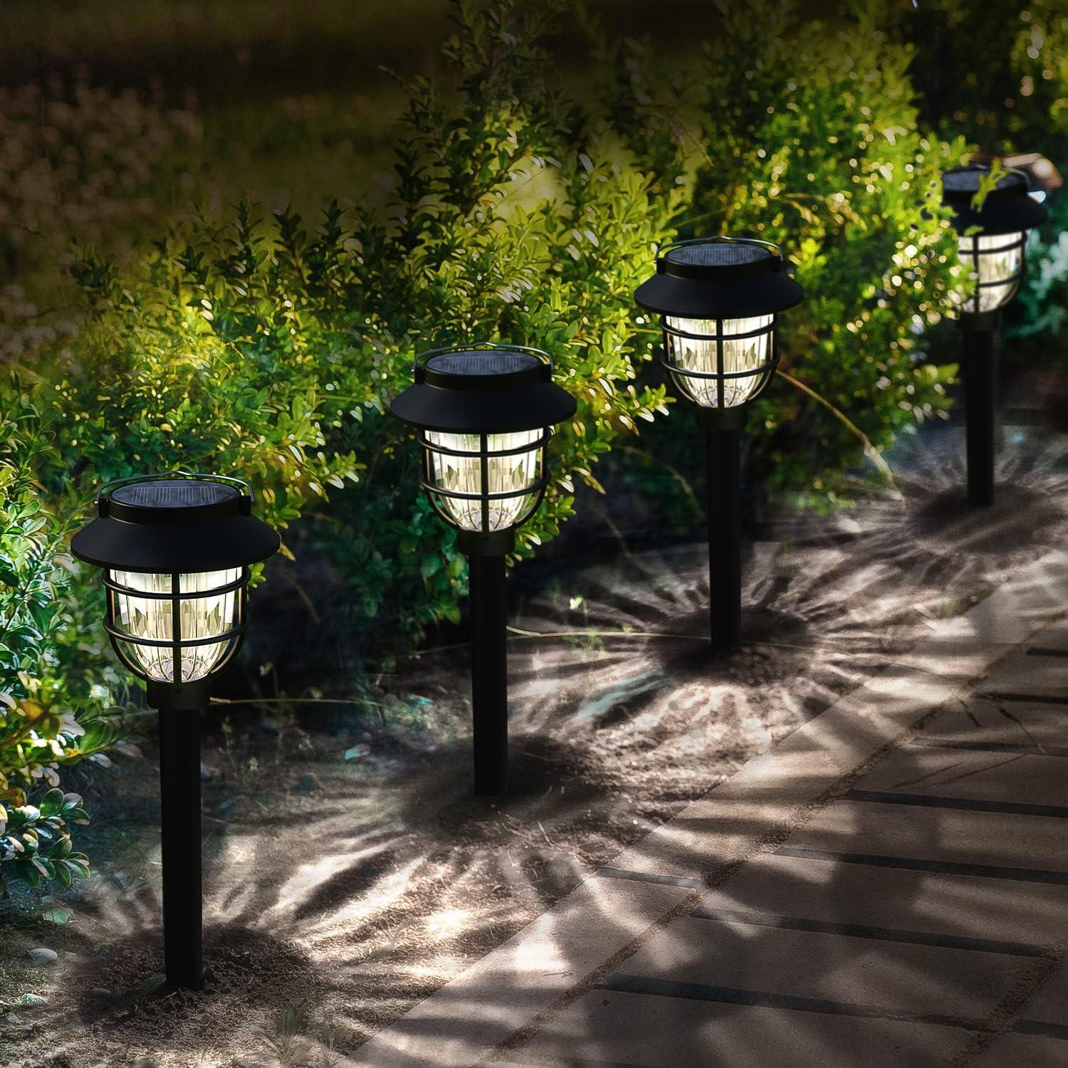 10 Pack Solar LED Pathway Lights with White ABS Shade