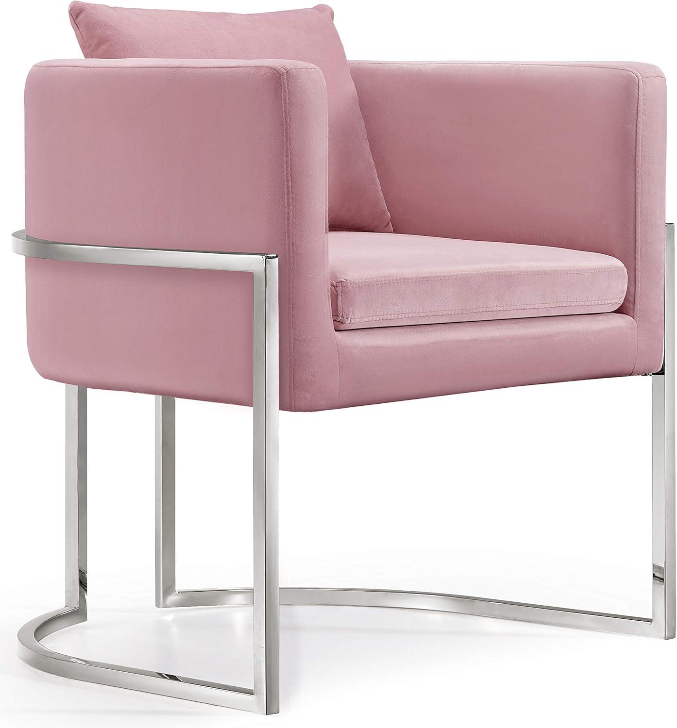 Pippa 18.5"H Velvet Accent Chair in Gray and Chrome-Meridian Furniture