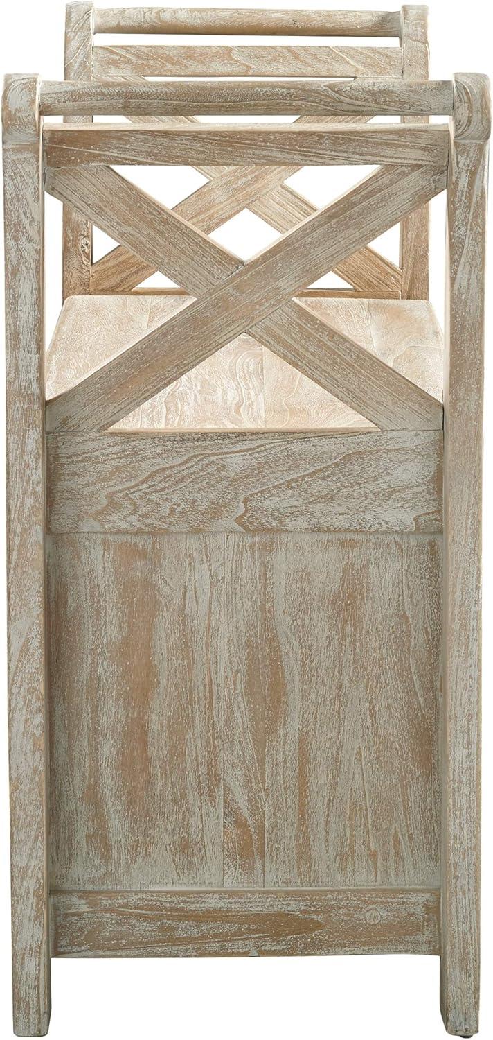 Fossil Ridge Accent Bench Whitewash - Signature Design by Ashley: Modern Storage Ottoman, Entryway Furniture