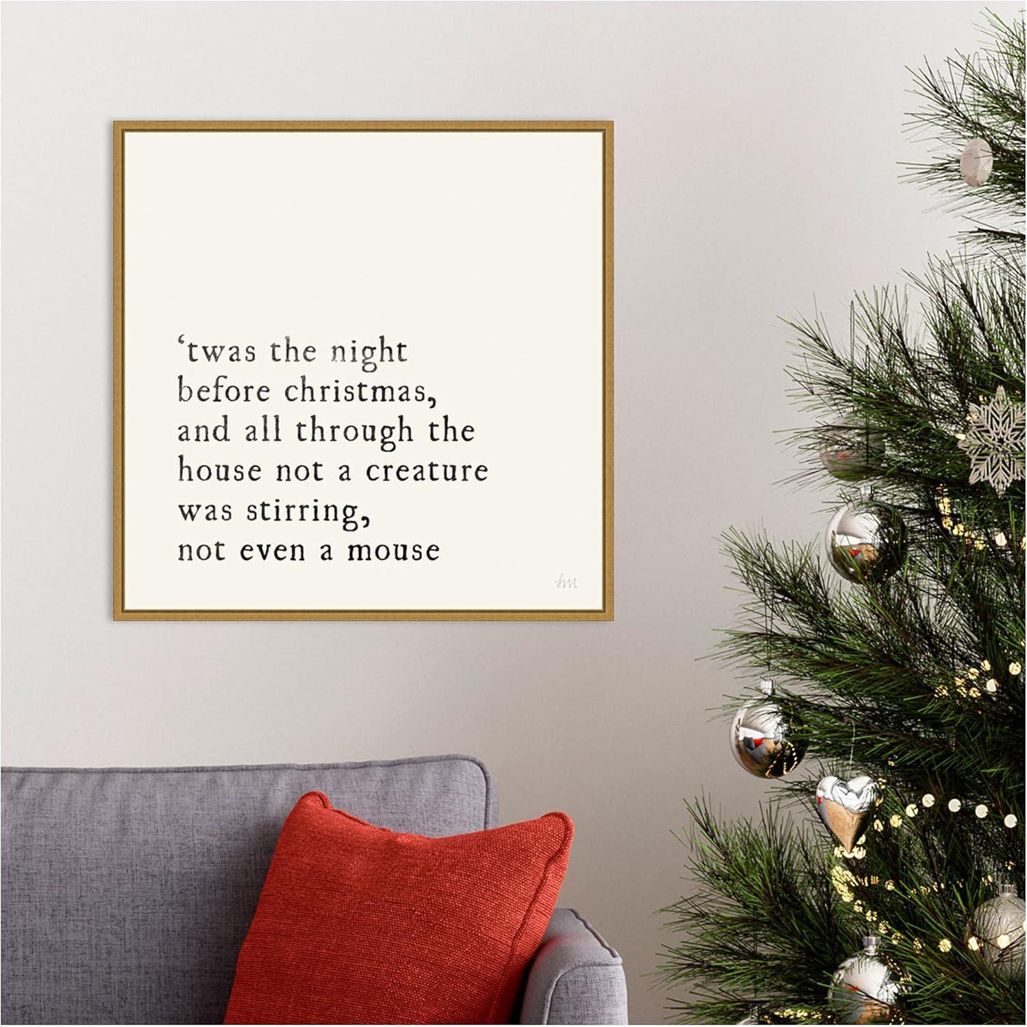 22" x 22" Simple Christmas I Cream Framed Wall Canvas - Amanti Art: Laura Marshall Seasonal Decor