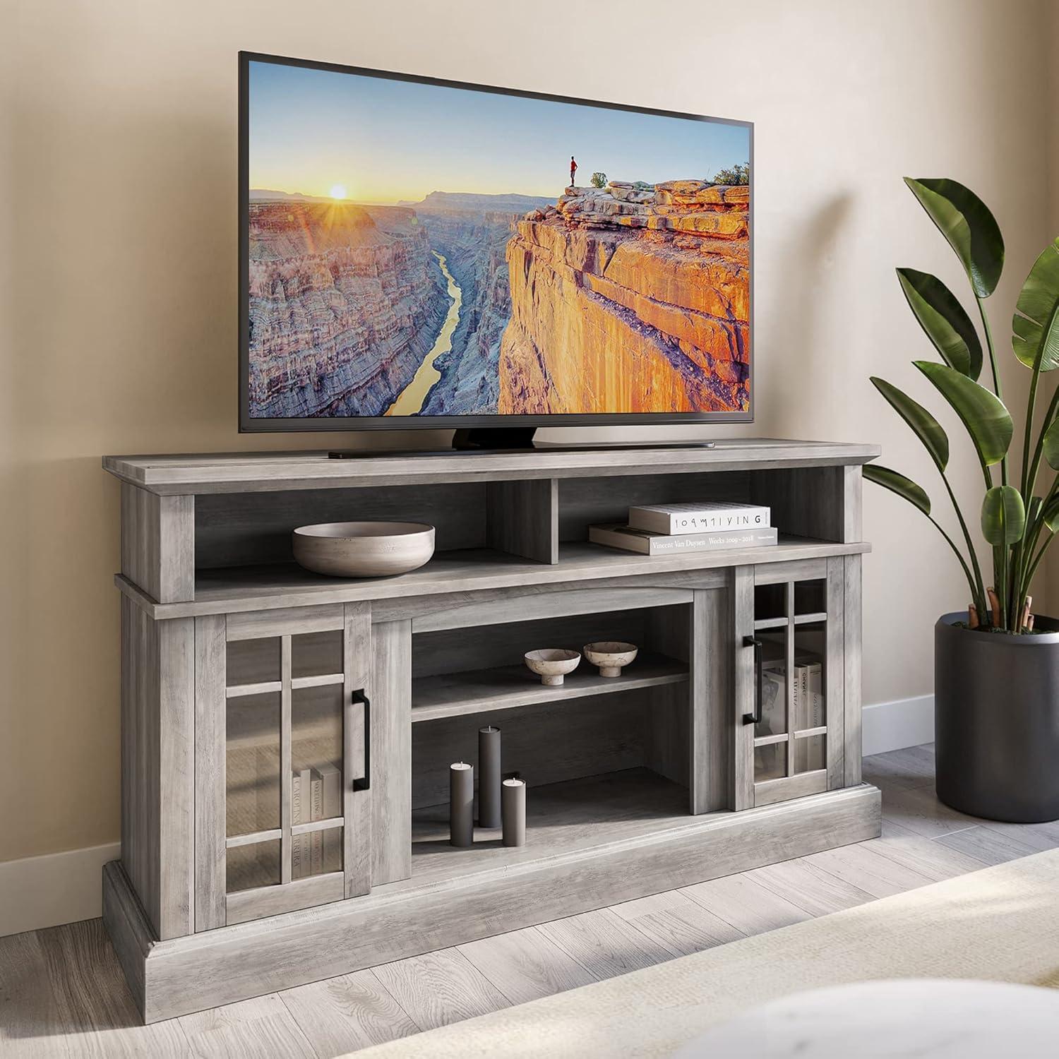 BELLEZE TV Stand Media Entertainment Center - Astorga (Gray Wash)