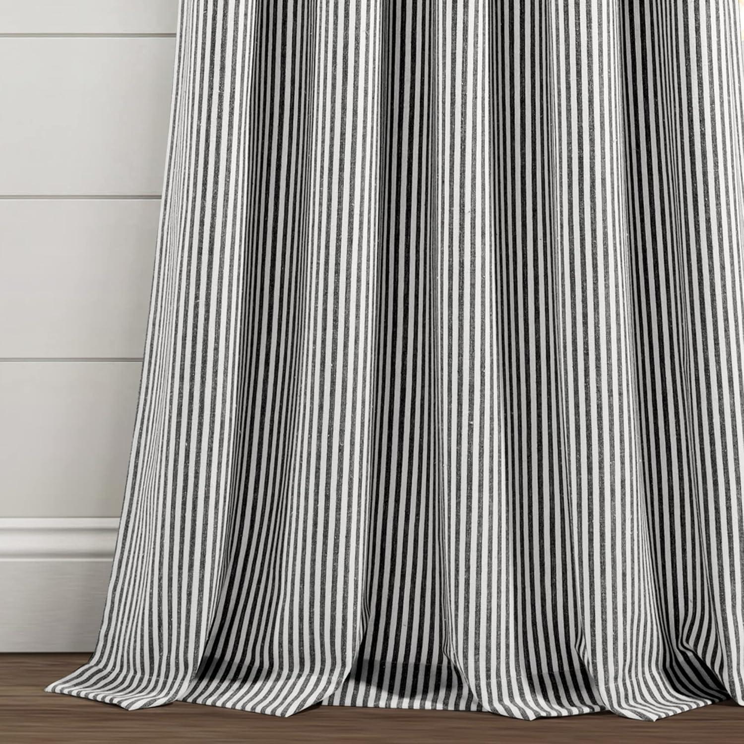 Lush Decor Farmhouse Vintage Stripe Window Curtain Panels - Black - 40 x 84