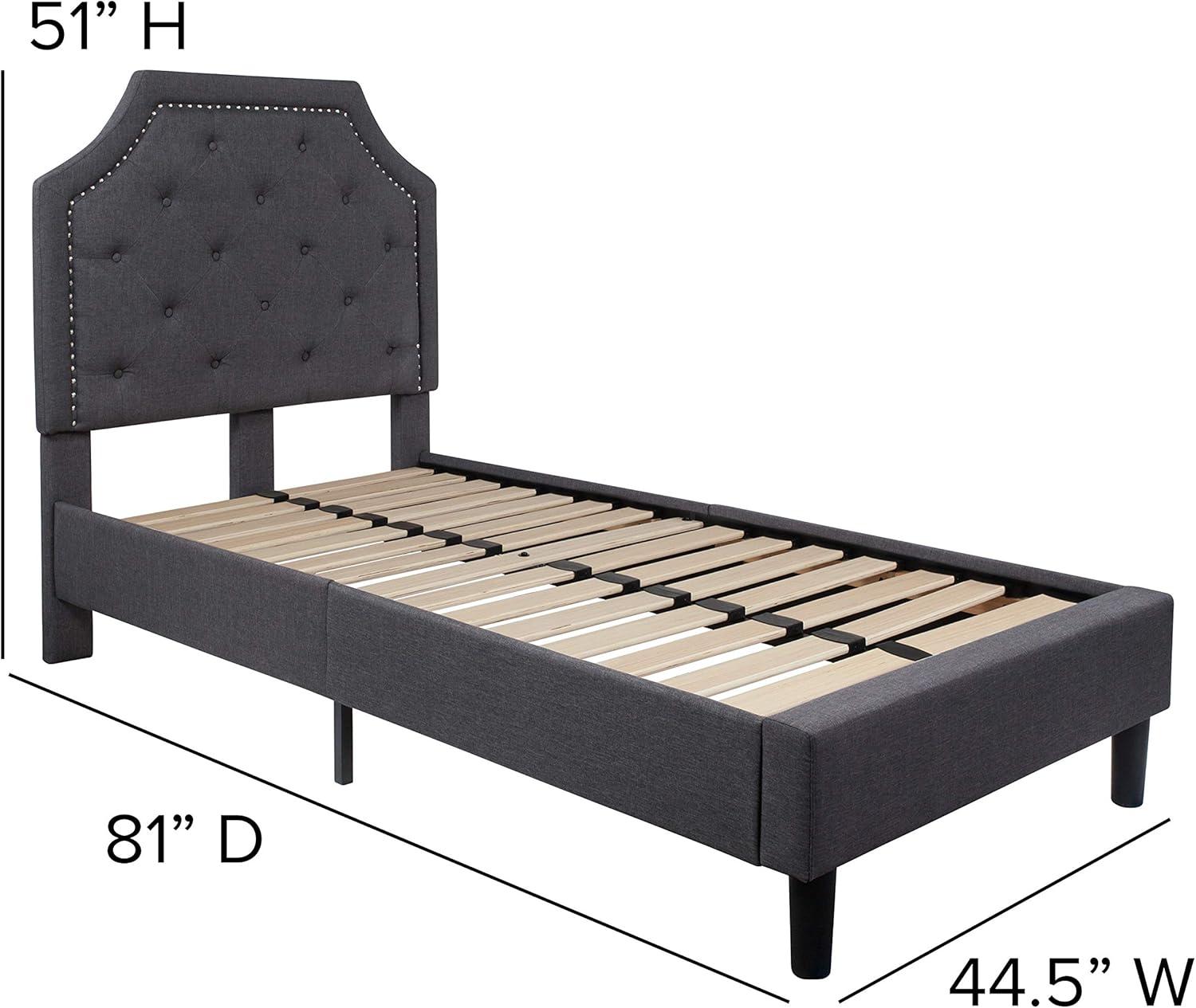 Flash Furniture Brighton Twin Size Tufted Upholstered Platform Bed in Dark Gray Fabric