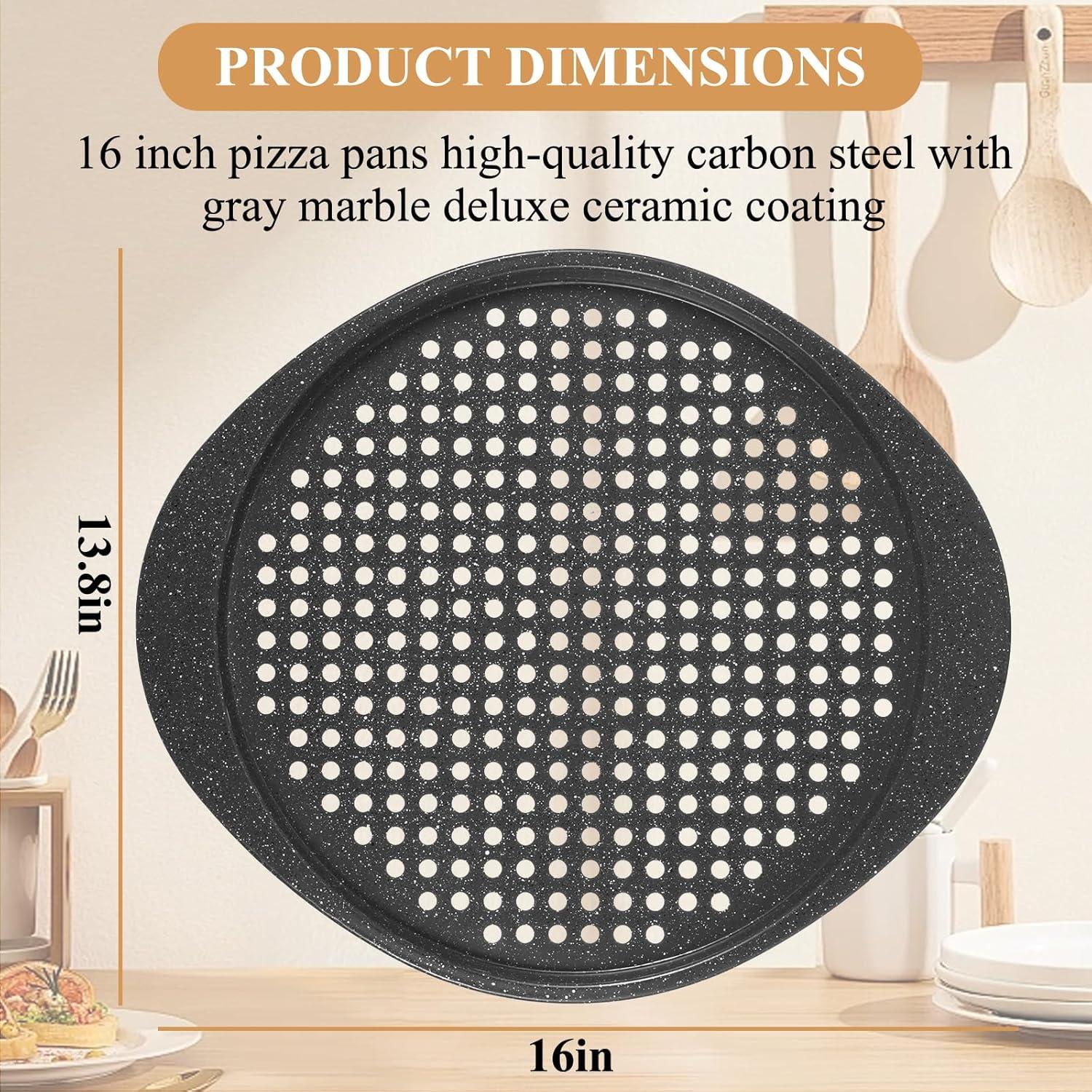 Pizza Pan for Oven – Pizza Pans with Holes, Walooza Round Pizza Tray for Oven, Perforated Carbon Steel Pizza Pan, 1 PCS