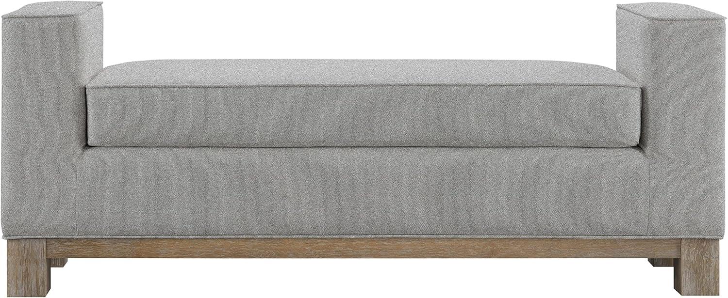 Gray Stain-Resistant Upholstered Bedroom Bench with Oak Base