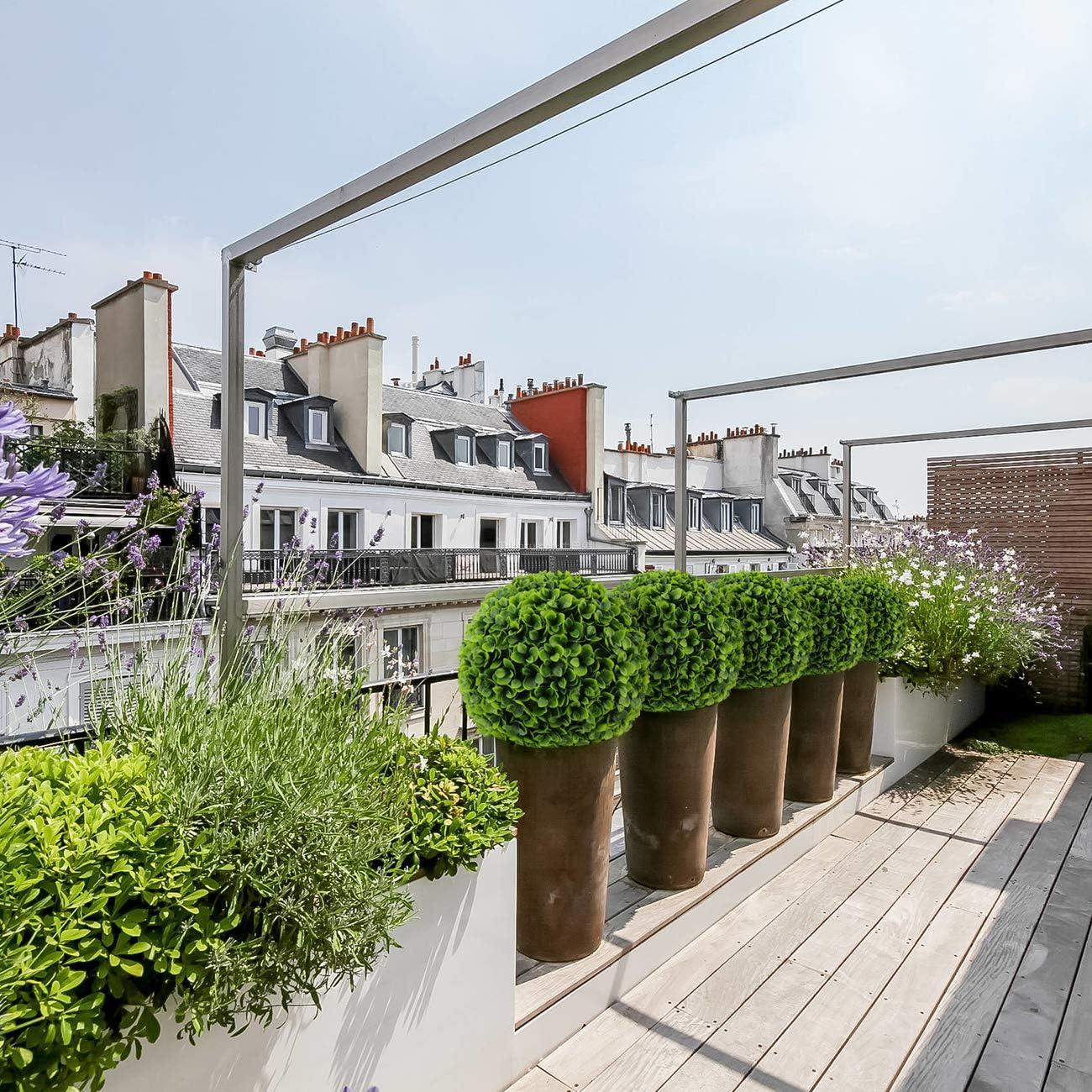 Sunnyglade 2 PCS 15.7 inch 3 Layers Artificial Plant Topiary Ball Faux Boxwood Decorative Balls for Backyard BalconyGarden Wedding and Home Décor